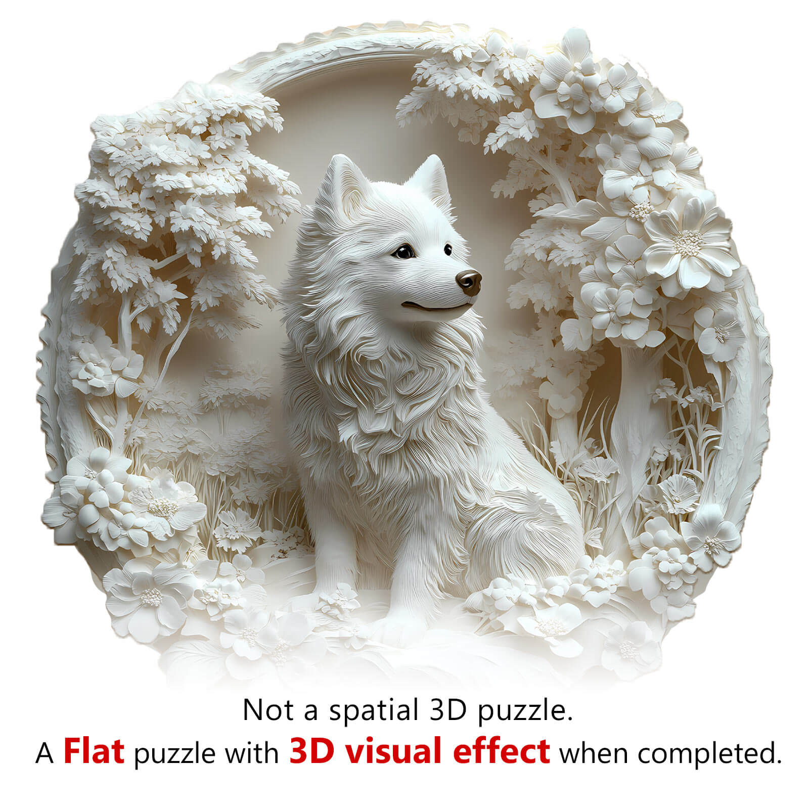 3D Paper Samoyed Wooden Jigsaw Puzzle - Image 7