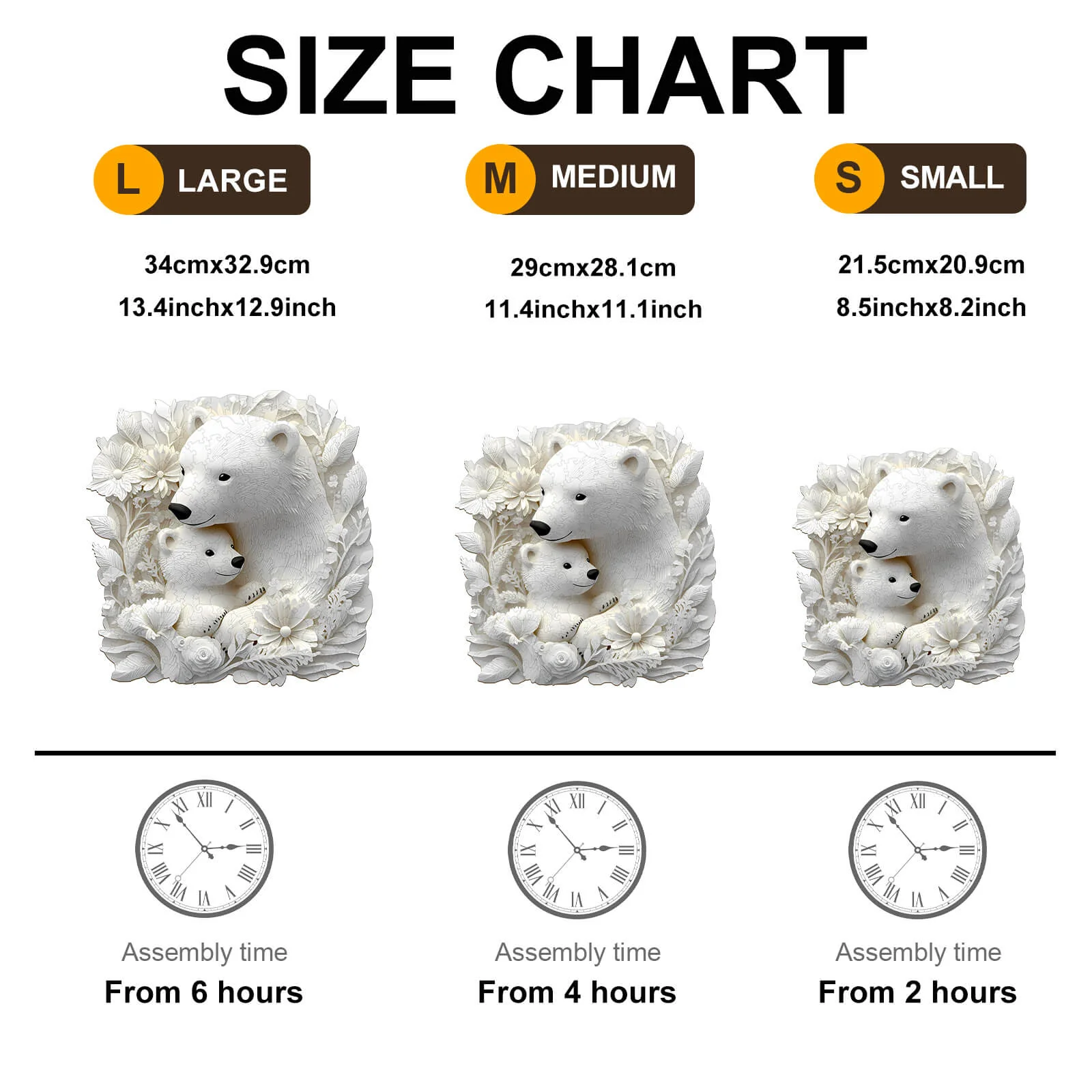 3D Parent Child Polar Bear Wooden Jigsaw Puzzle - Image 7