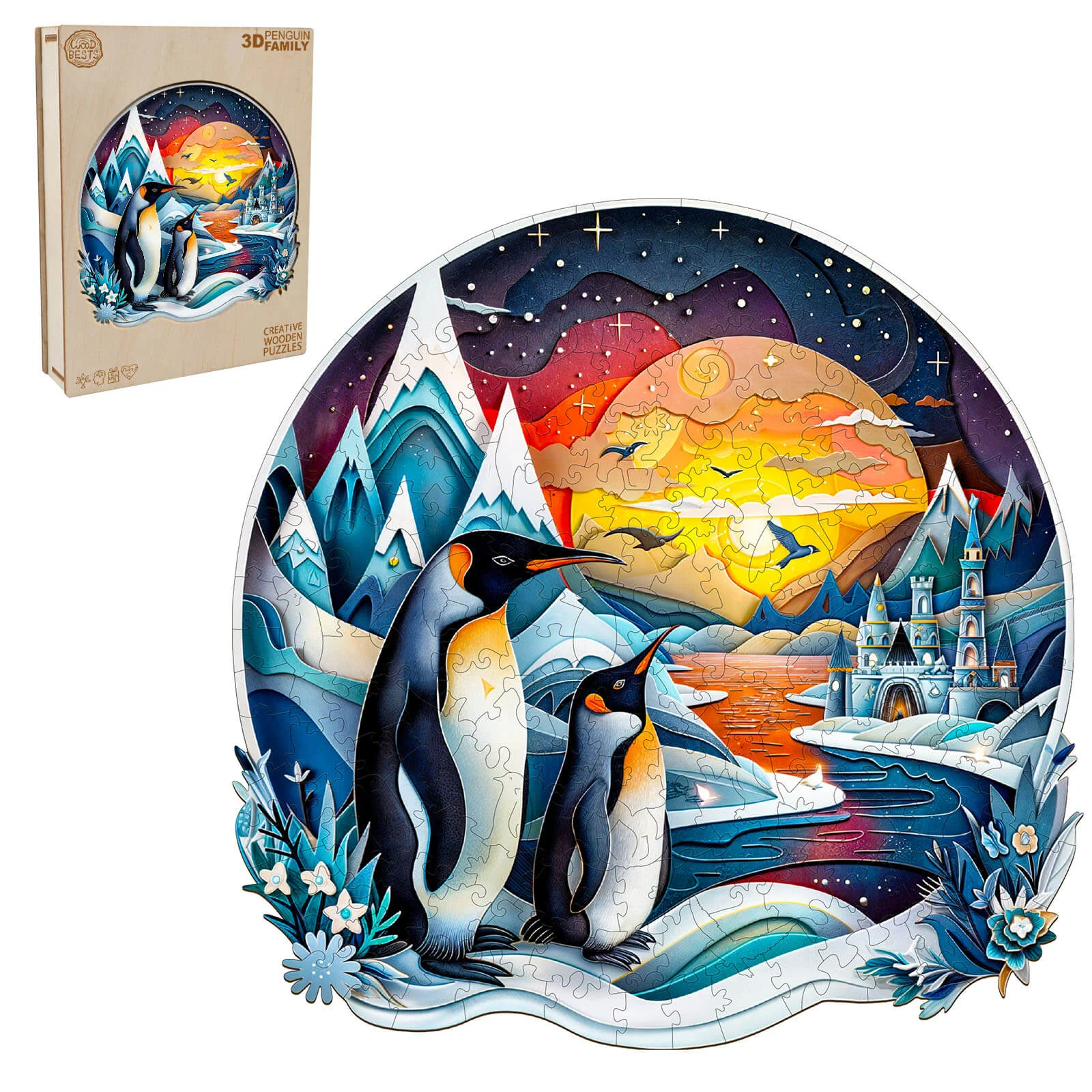 3D penguin family Wooden Jigsaw Puzzle - Image 4
