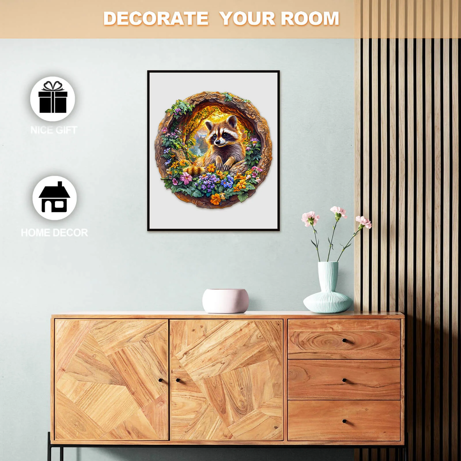 3D Raccoon on Vacation Wooden Jigsaw Puzzle - Image 10