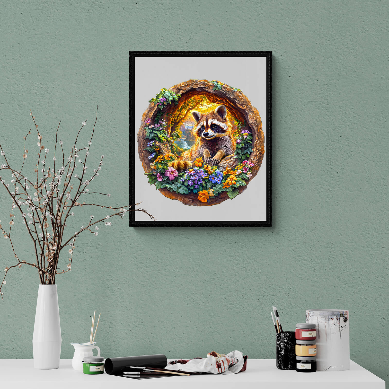 3D Raccoon on Vacation Wooden Jigsaw Puzzle - Image 12