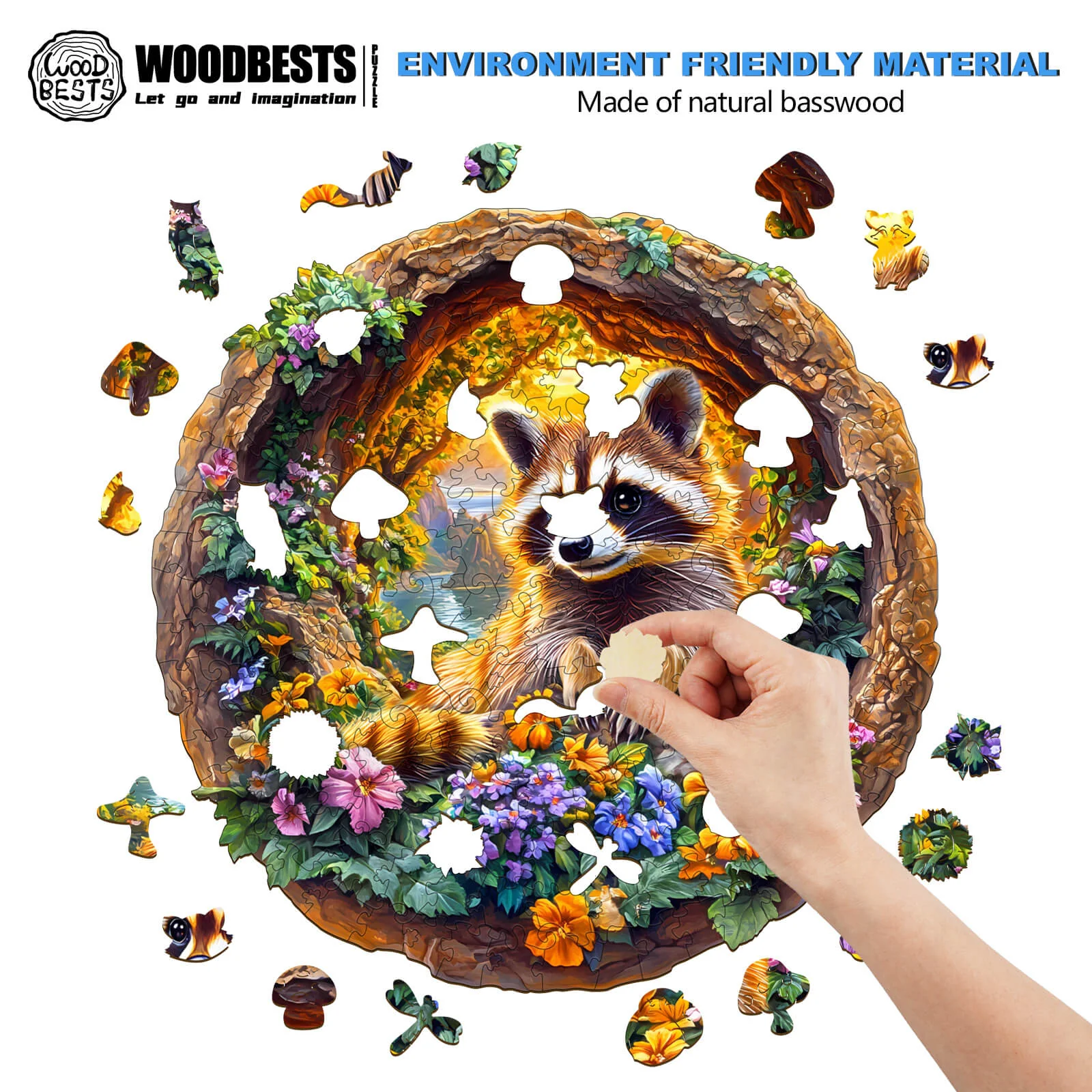 3D Raccoon on Vacation Wooden Jigsaw Puzzle - Image 6