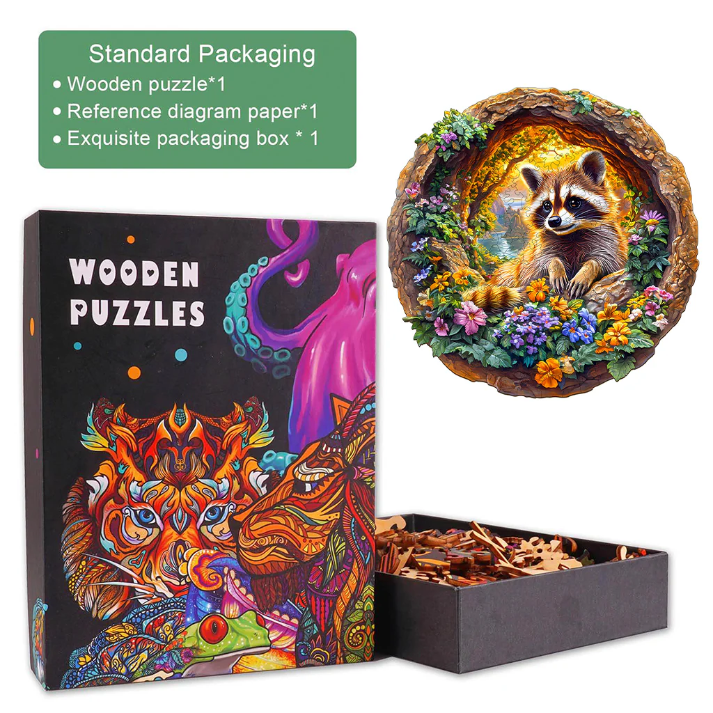 3D Raccoon on Vacation Wooden Jigsaw Puzzle - Image 7