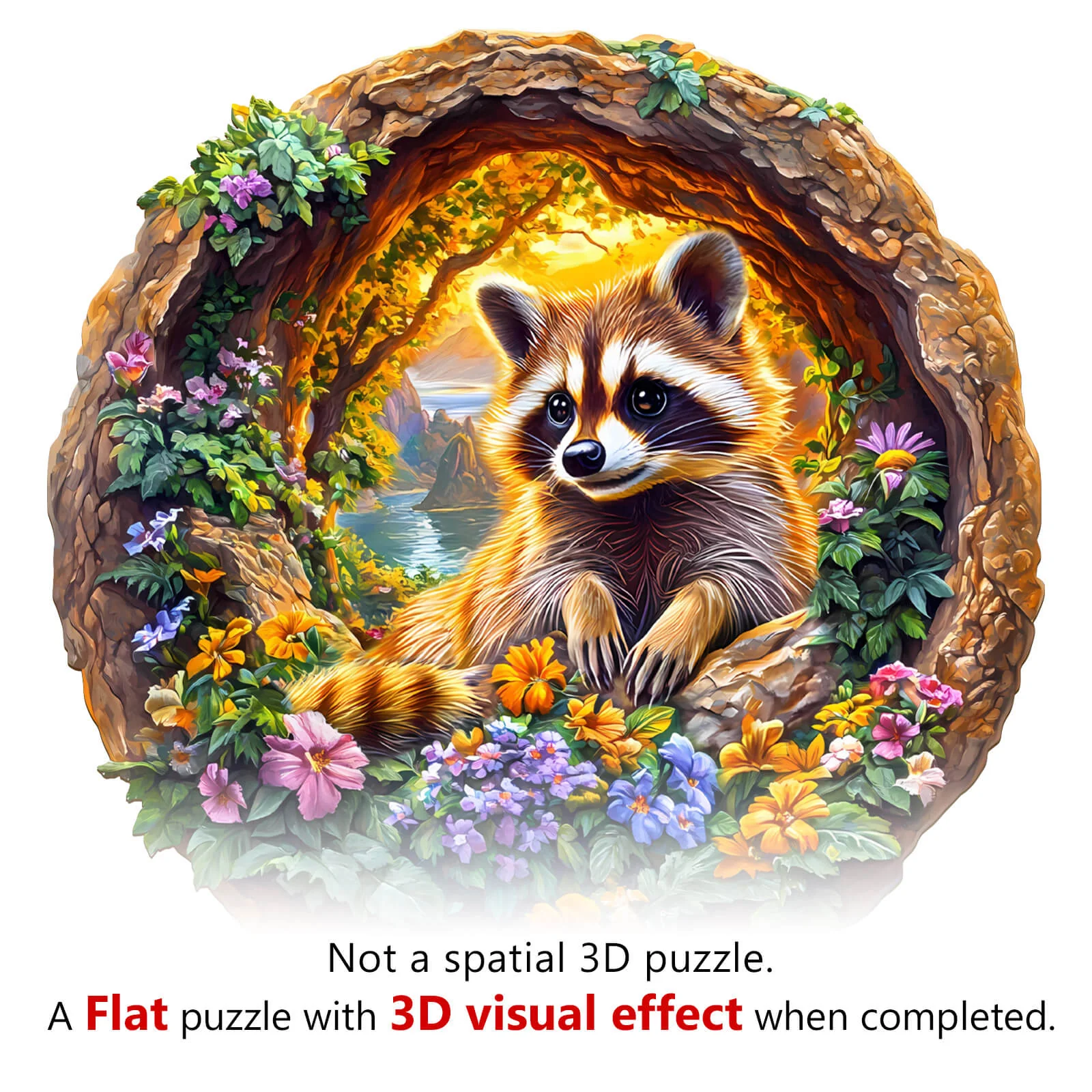 3D Raccoon on Vacation Wooden Jigsaw Puzzle - Image 9