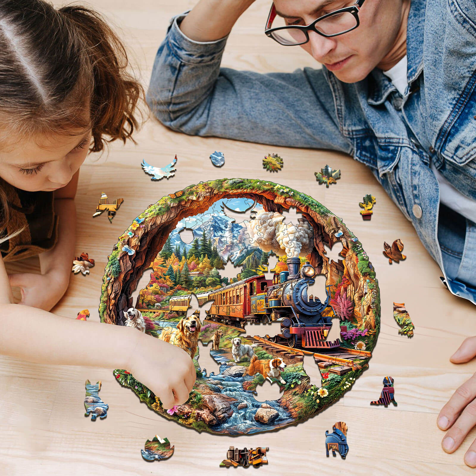 3D Racing the Train-1 Wooden Jigsaw Puzzle - Image 11