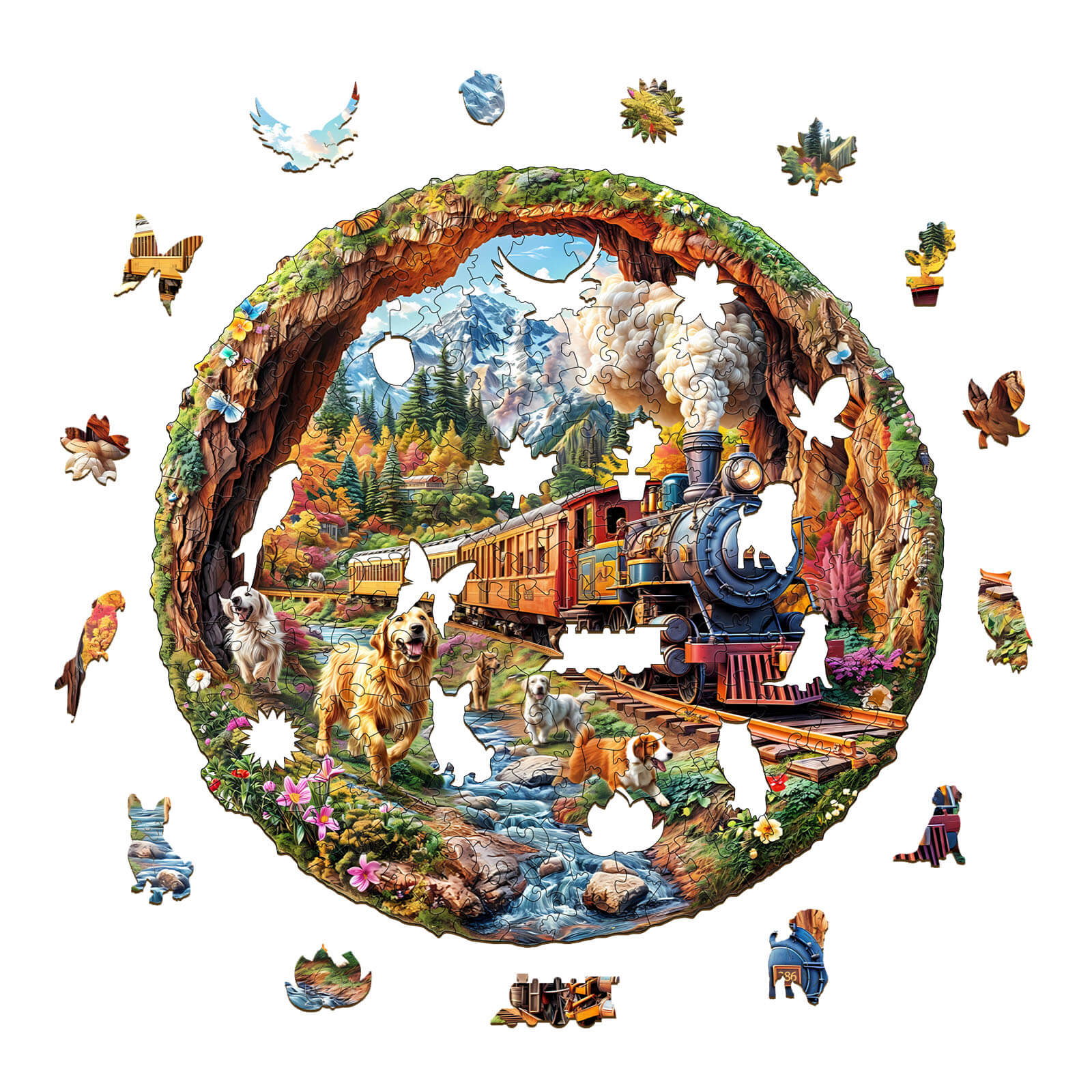 3D Racing the Train-1 Wooden Jigsaw Puzzle - Image 3