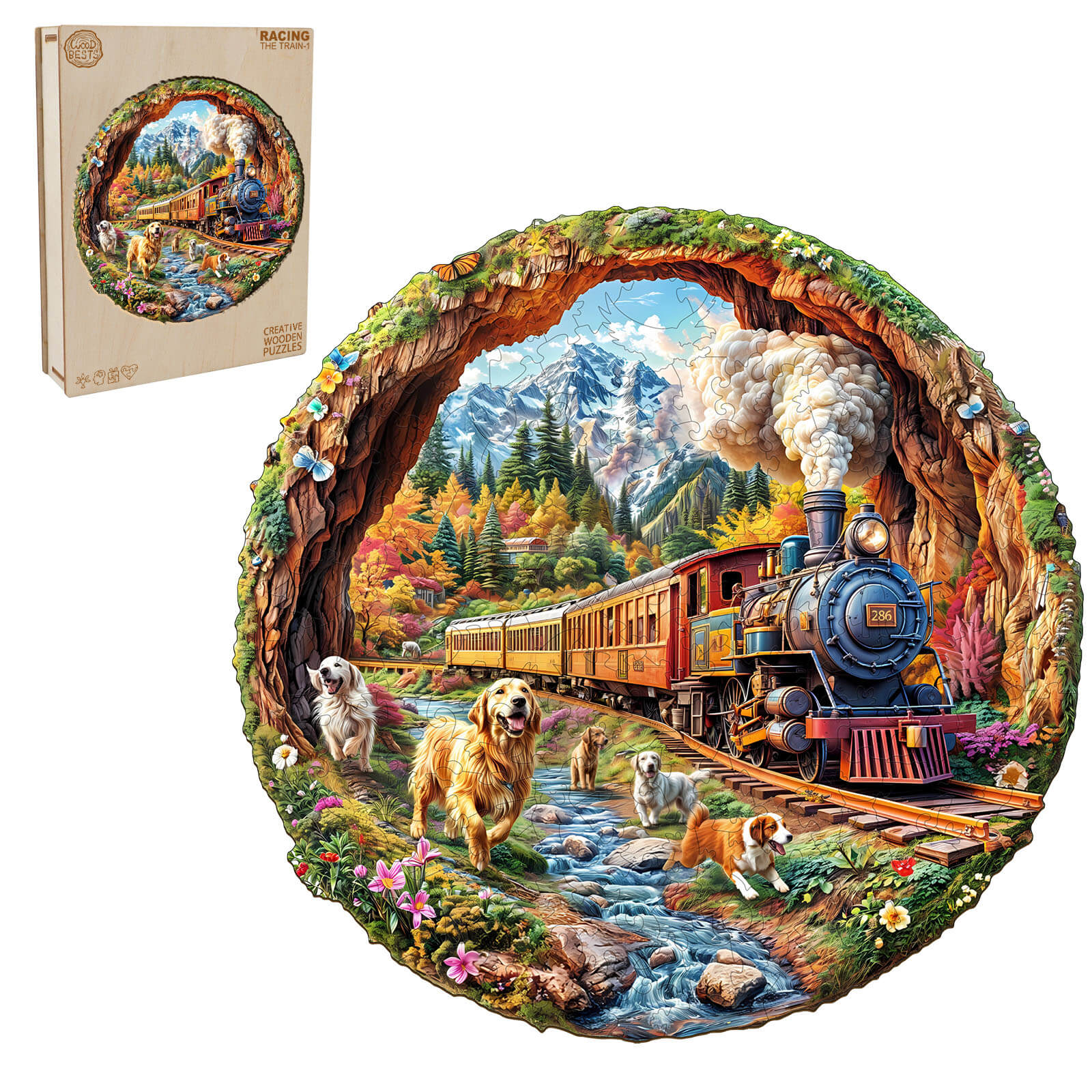 3D Racing the Train-1 Wooden Jigsaw Puzzle - Image 4