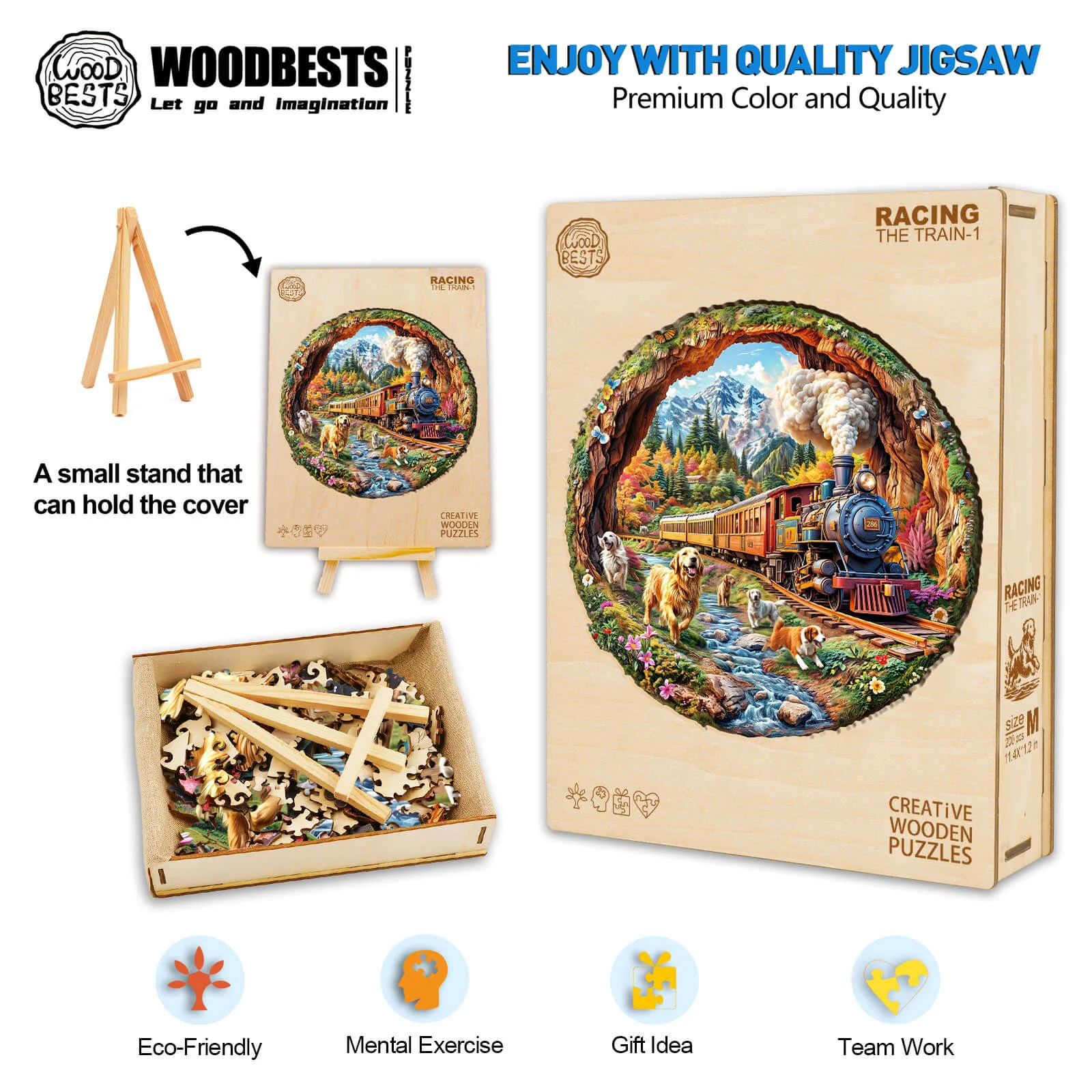3D Racing the Train-1 Wooden Jigsaw Puzzle - Image 7
