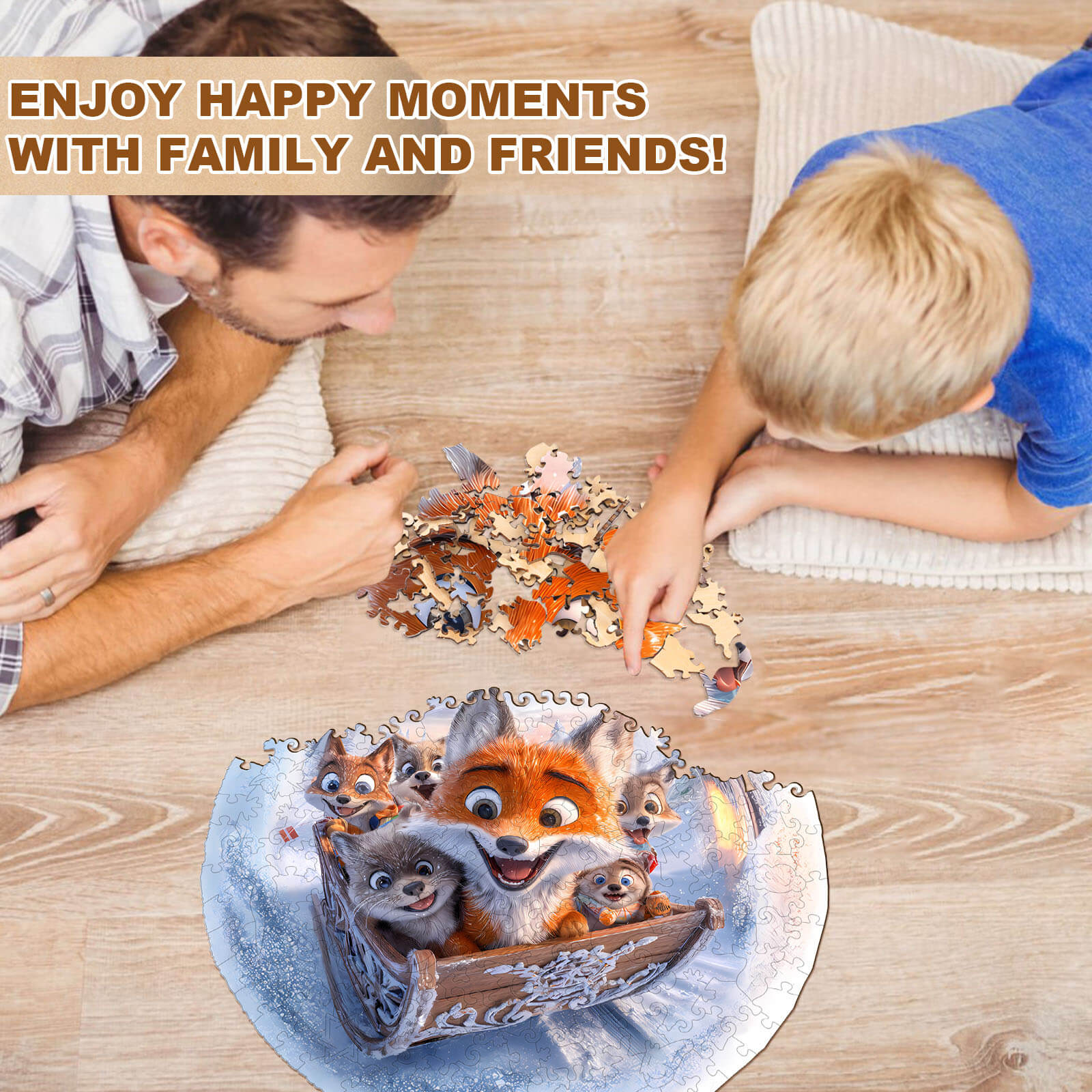 3D Sleigh Fox Wooden Jigsaw Puzzle - Image 8