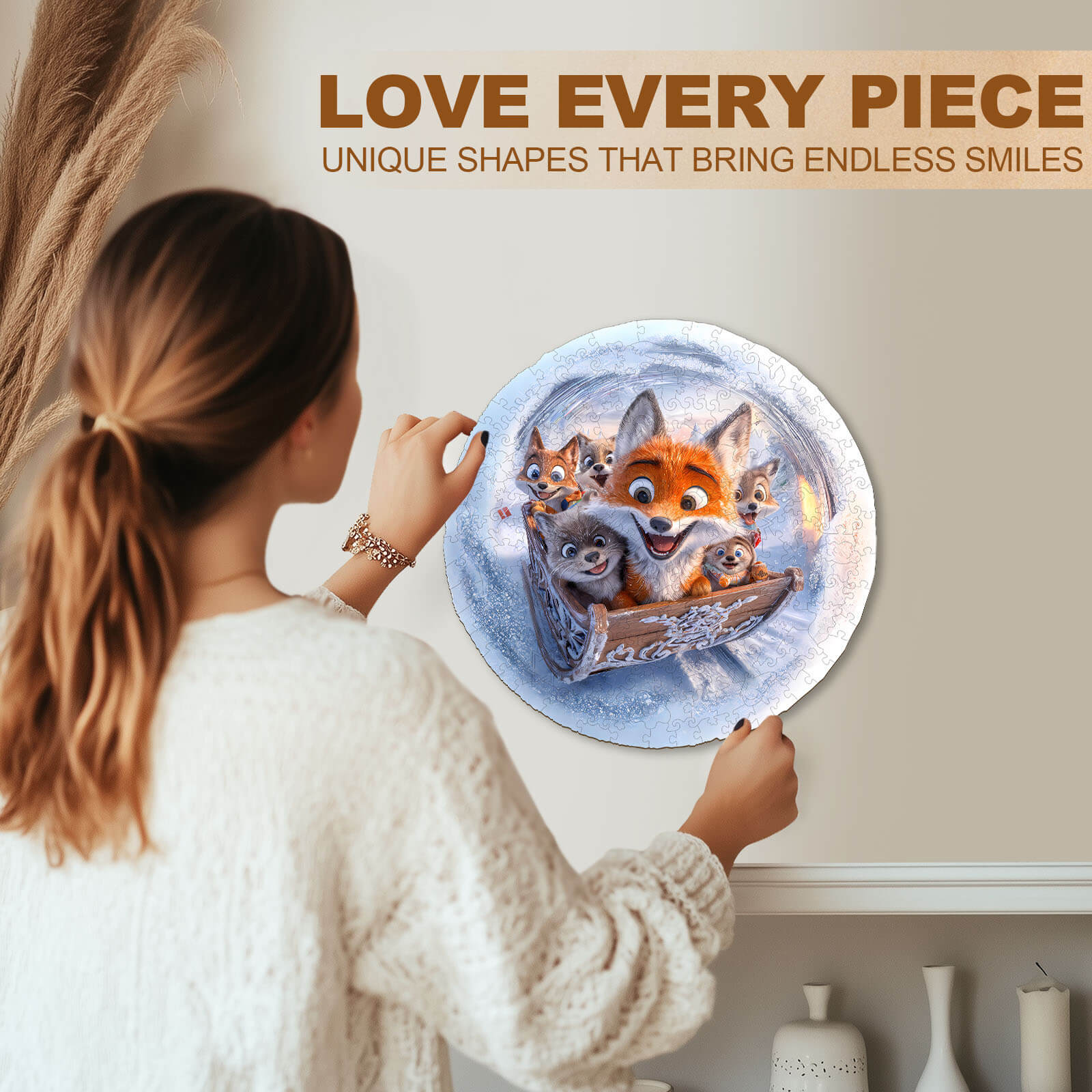 3D Sleigh Fox Wooden Jigsaw Puzzle - Image 9