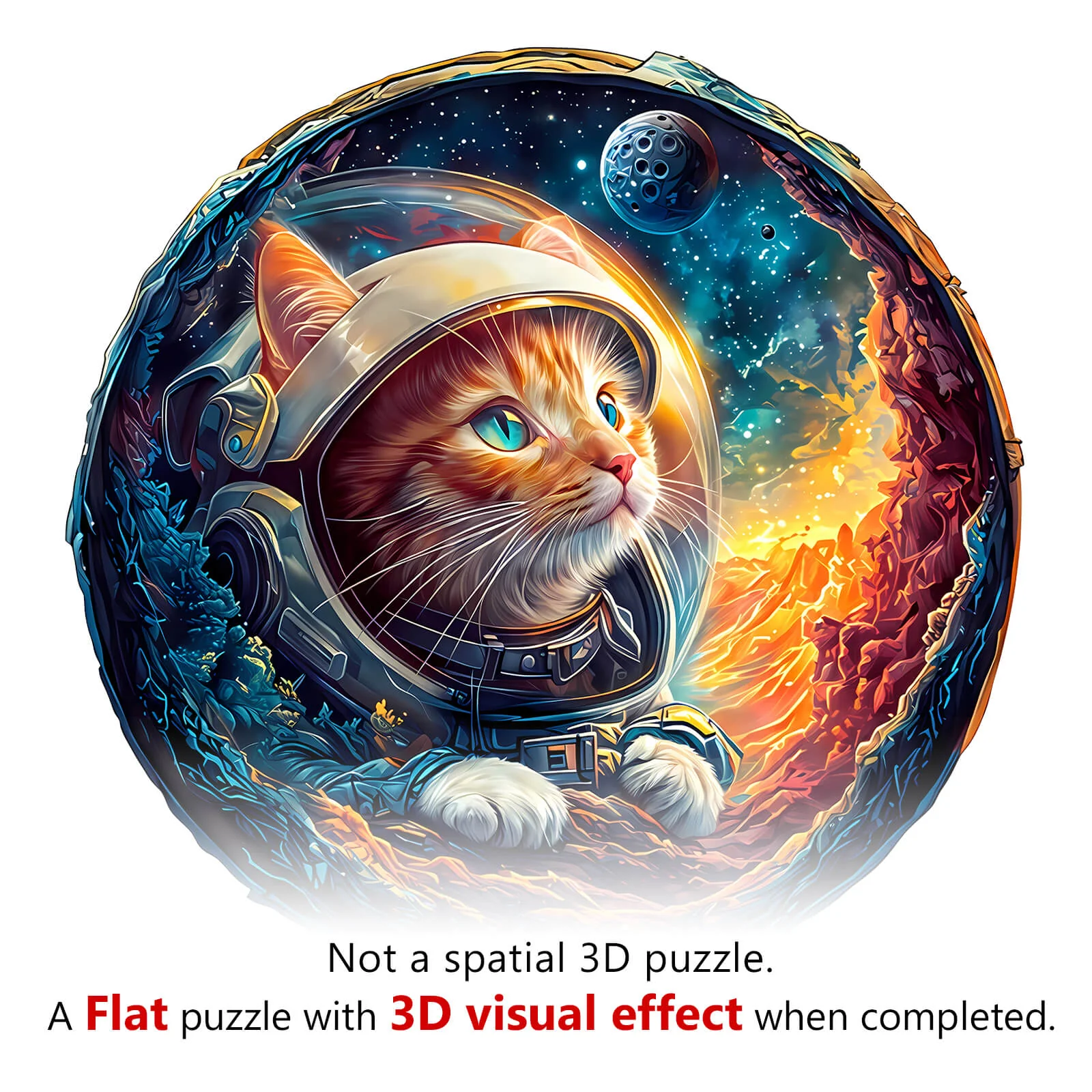 3D Space Cat Wooden Jigsaw Puzzle - Image 9