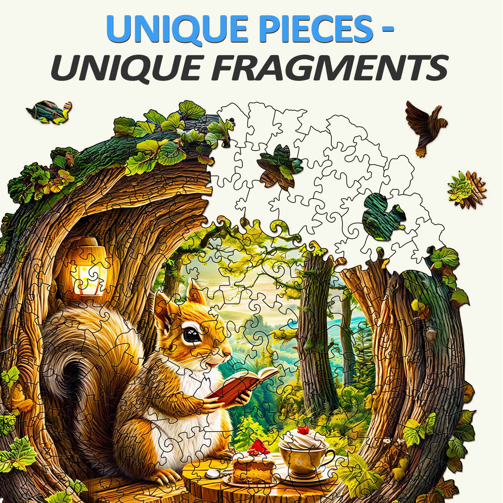 3D Squirrel in The Cave-1 Wooden Jigsaw Puzzle - Image 4