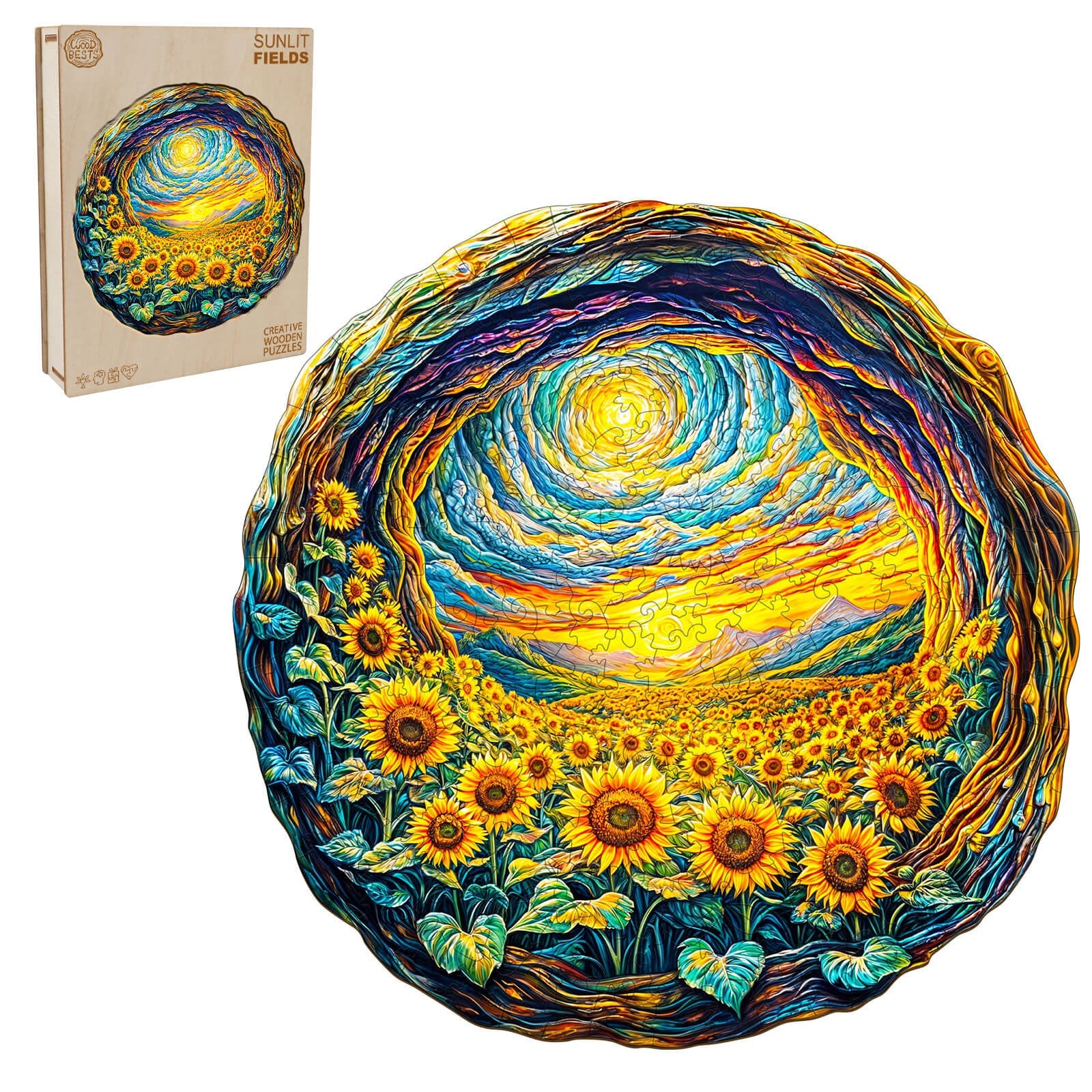 3D Sunlit Fields Wooden Jigsaw Puzzle - Image 4