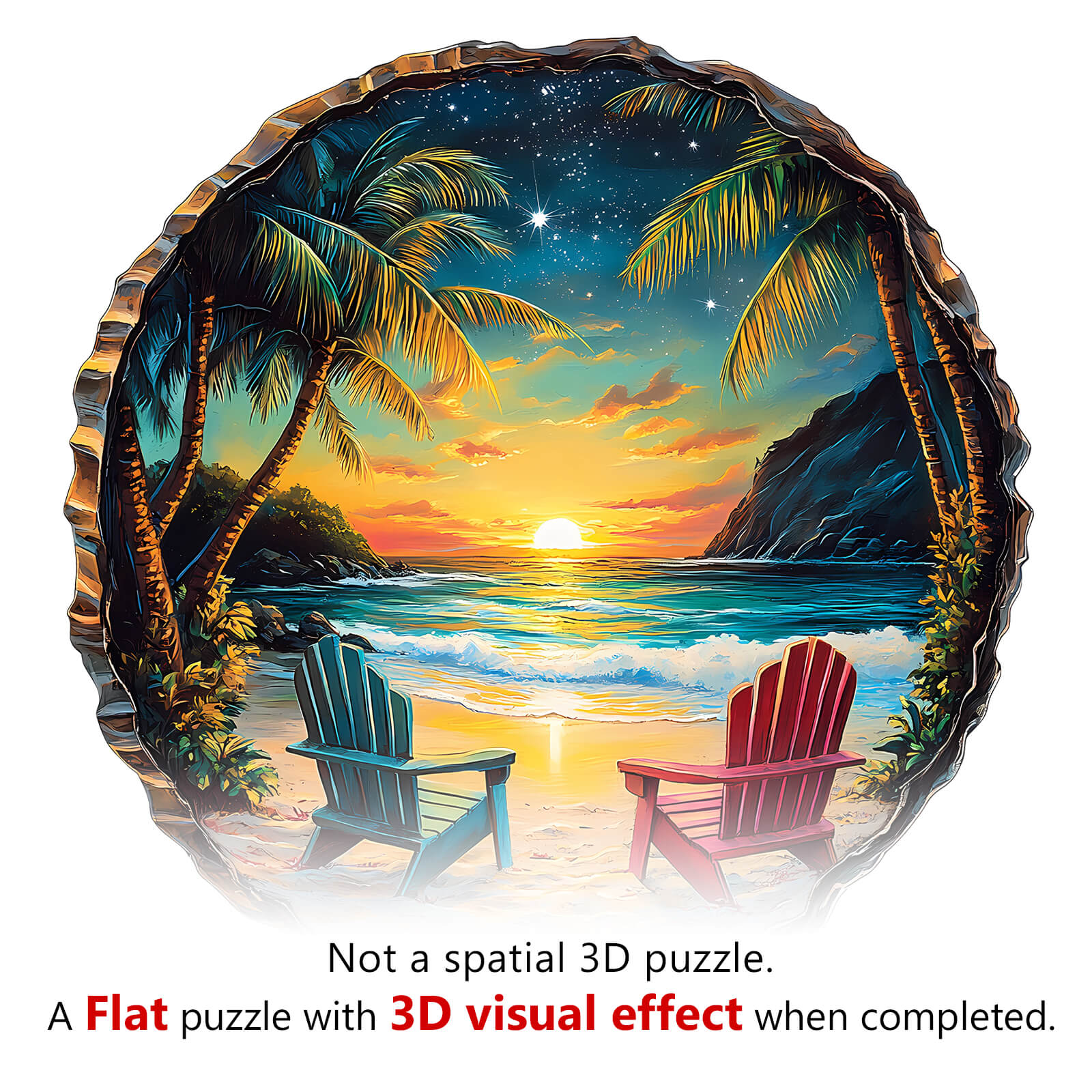 3D Sunset Beach Wooden Jigsaw Puzzle - Image 7