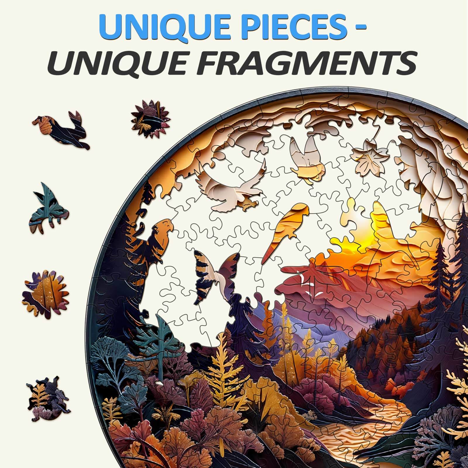 3D Sunset Forest Wooden Jigsaw Puzzle - Image 4