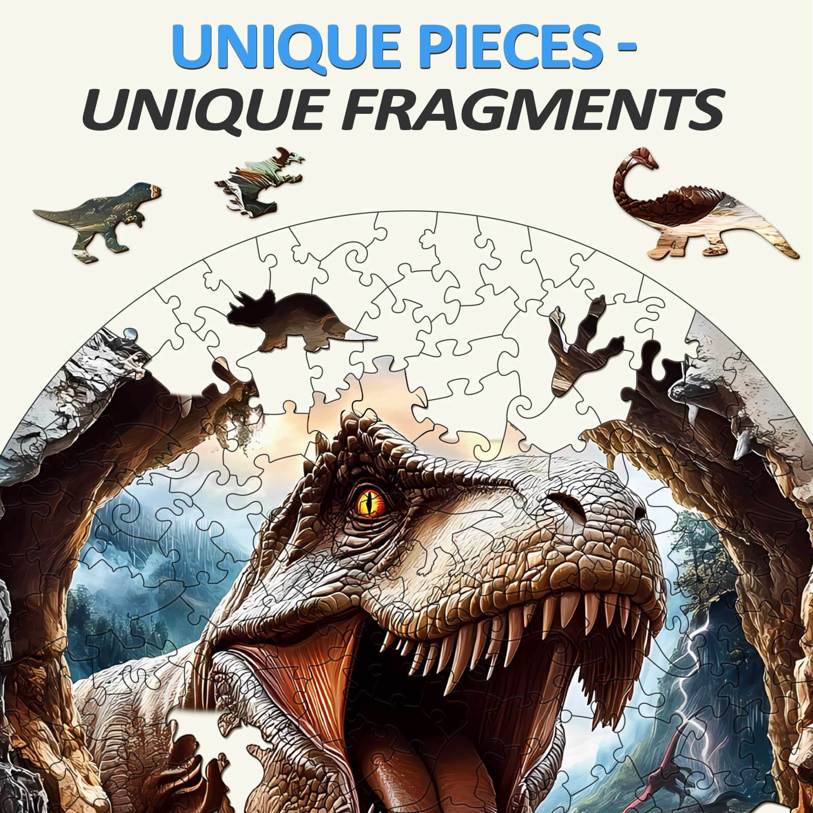 3D T-Rex 2 Wooden Jigsaw Puzzle - Image 4