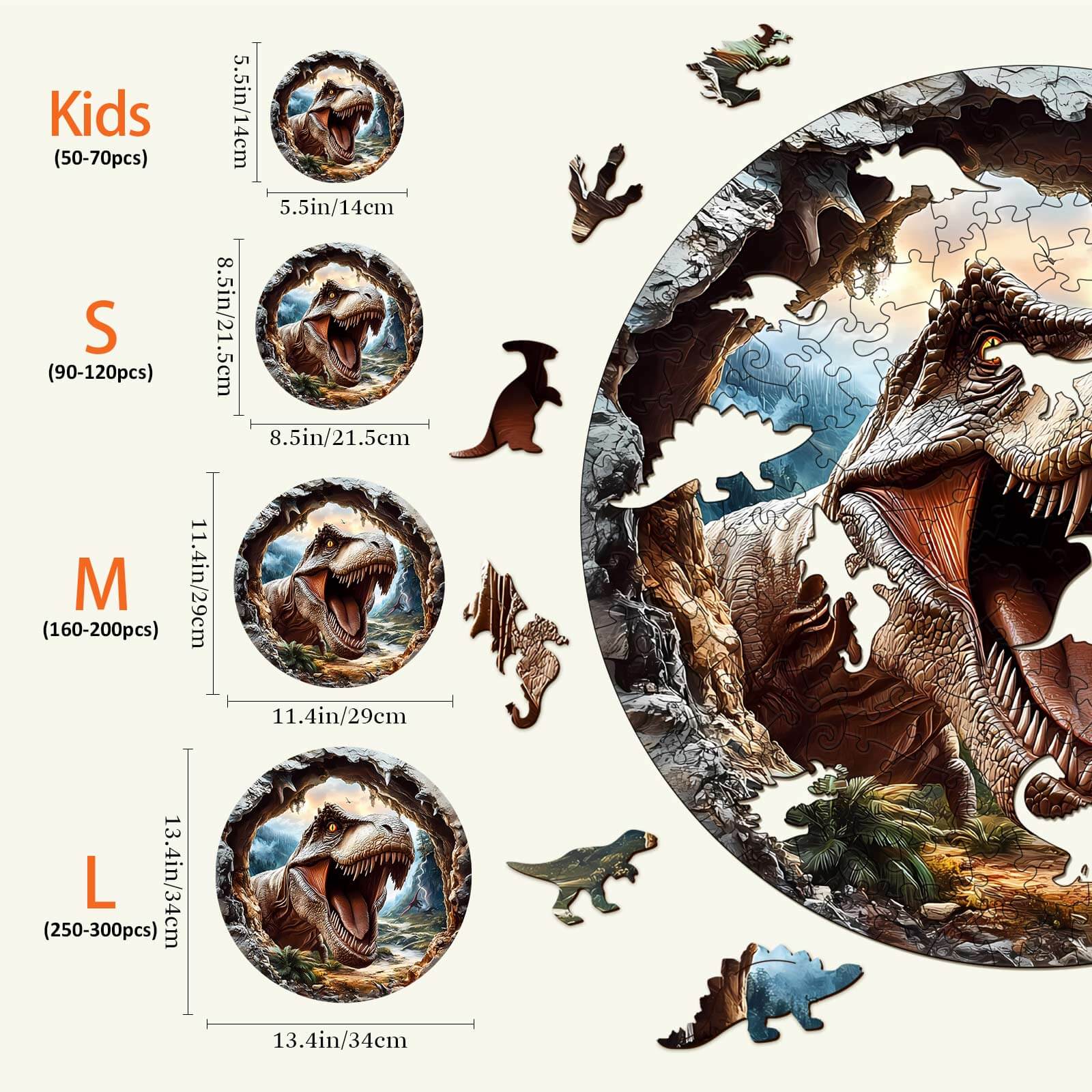 3D T-Rex 2 Wooden Jigsaw Puzzle - Image 6