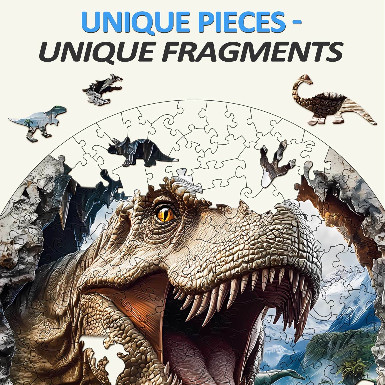 3D T-Rex 3 Wooden Jigsaw Puzzle - Image 4