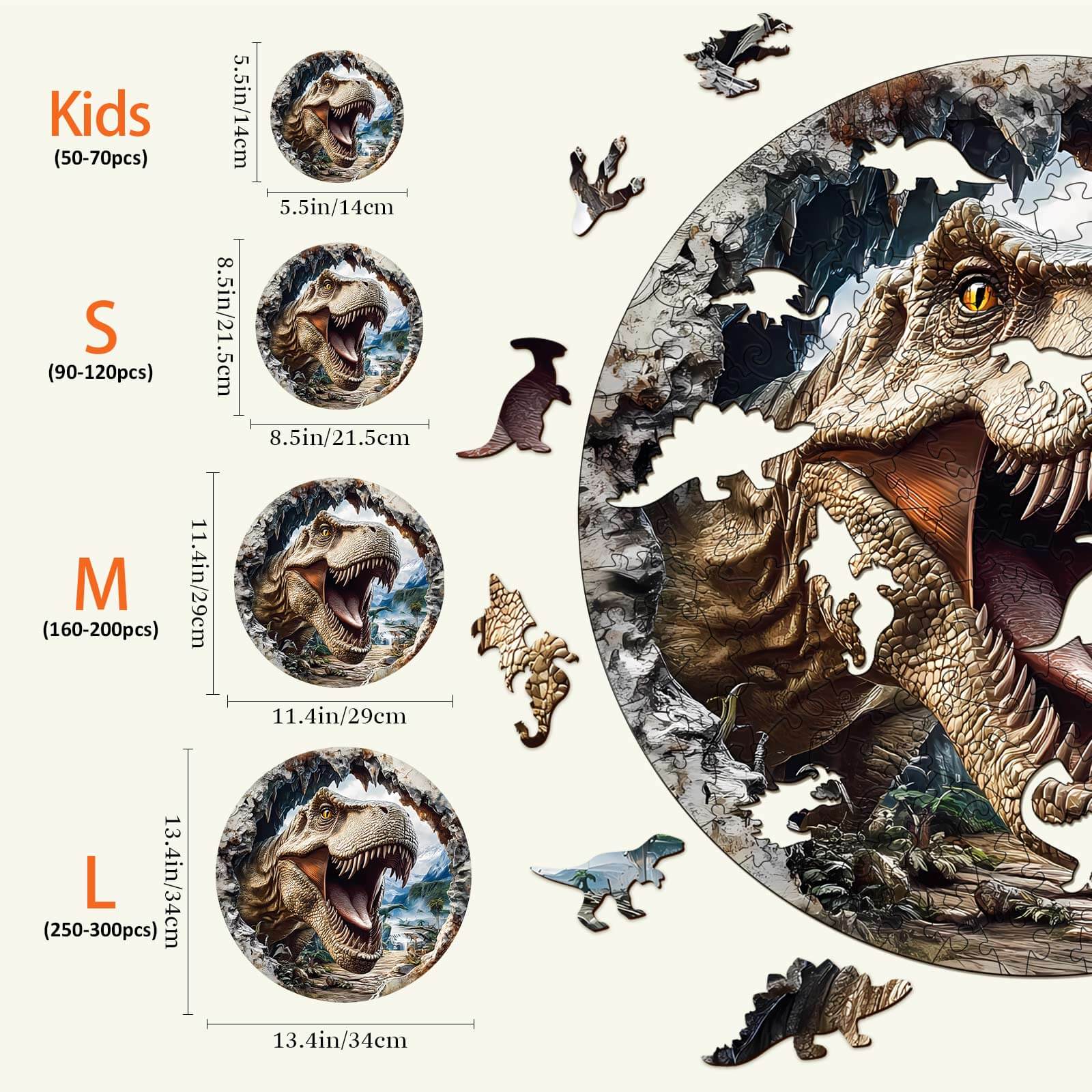 3D T-Rex 3 Wooden Jigsaw Puzzle - Image 6