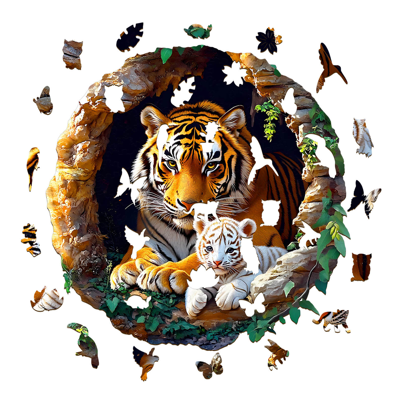 3D Tiger Family-1 Wooden Jigsaw Puzzle - Image 2