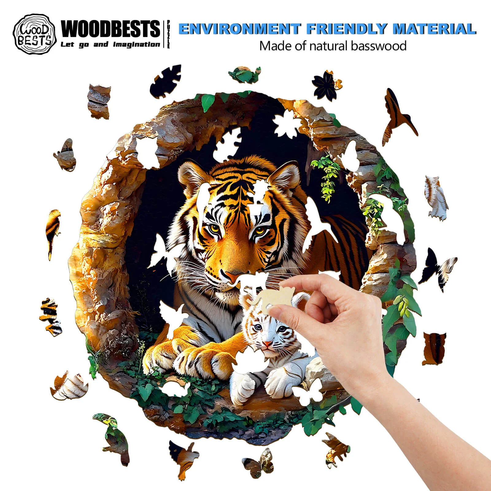 3D Tiger Family-1 Wooden Jigsaw Puzzle - Image 5