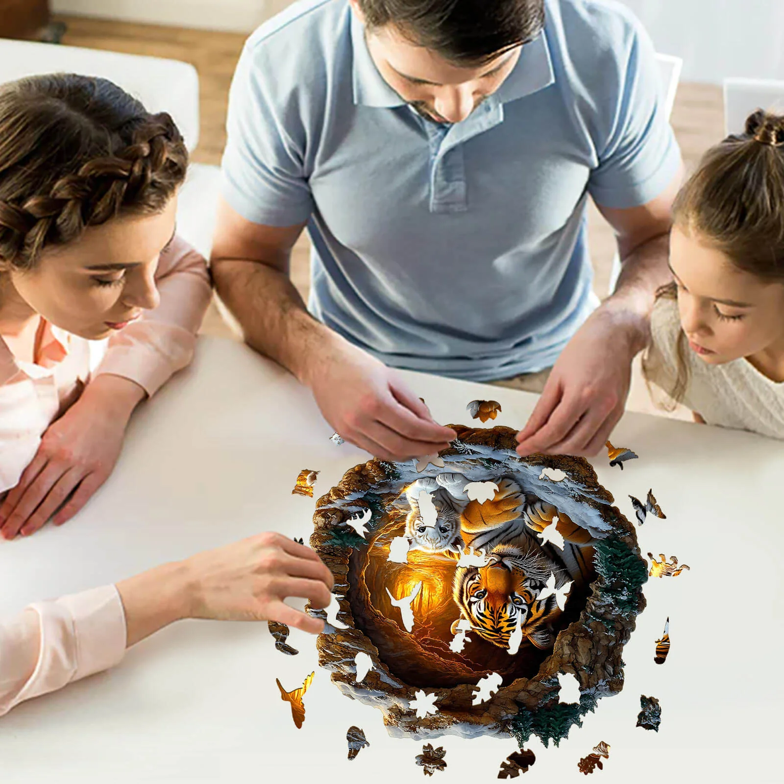 3D Tiger Family-2 Wooden Jigsaw Puzzle - Image 10