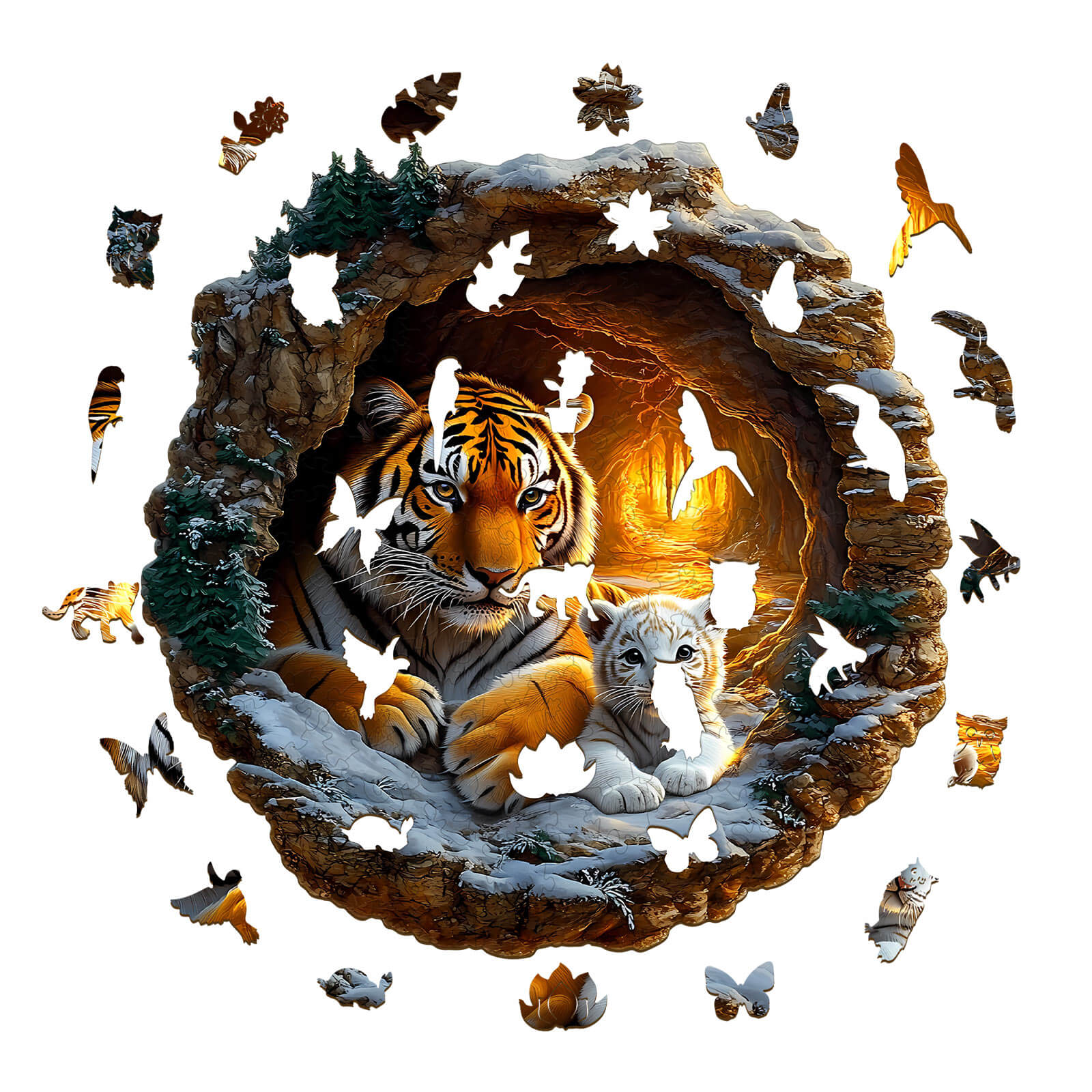 3D Tiger Family-2 Wooden Jigsaw Puzzle - Image 3