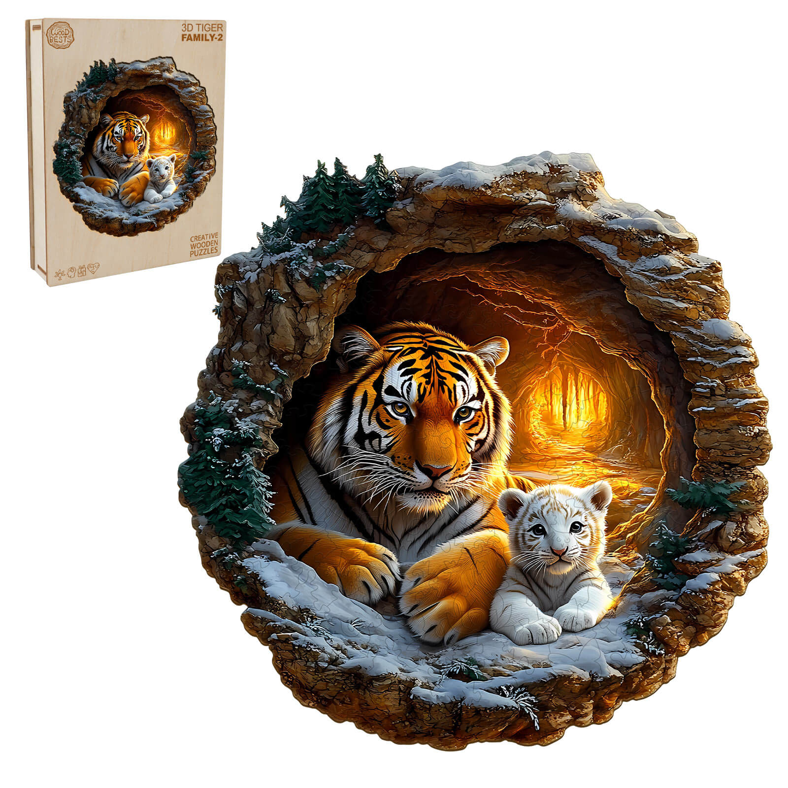 3D Tiger Family-2 Wooden Jigsaw Puzzle - Image 4