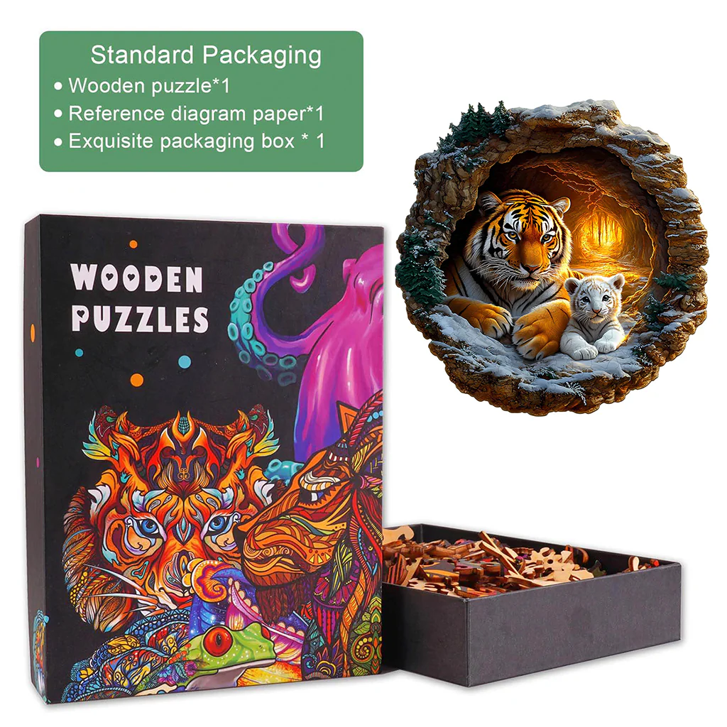 3D Tiger Family-2 Wooden Jigsaw Puzzle - Image 6