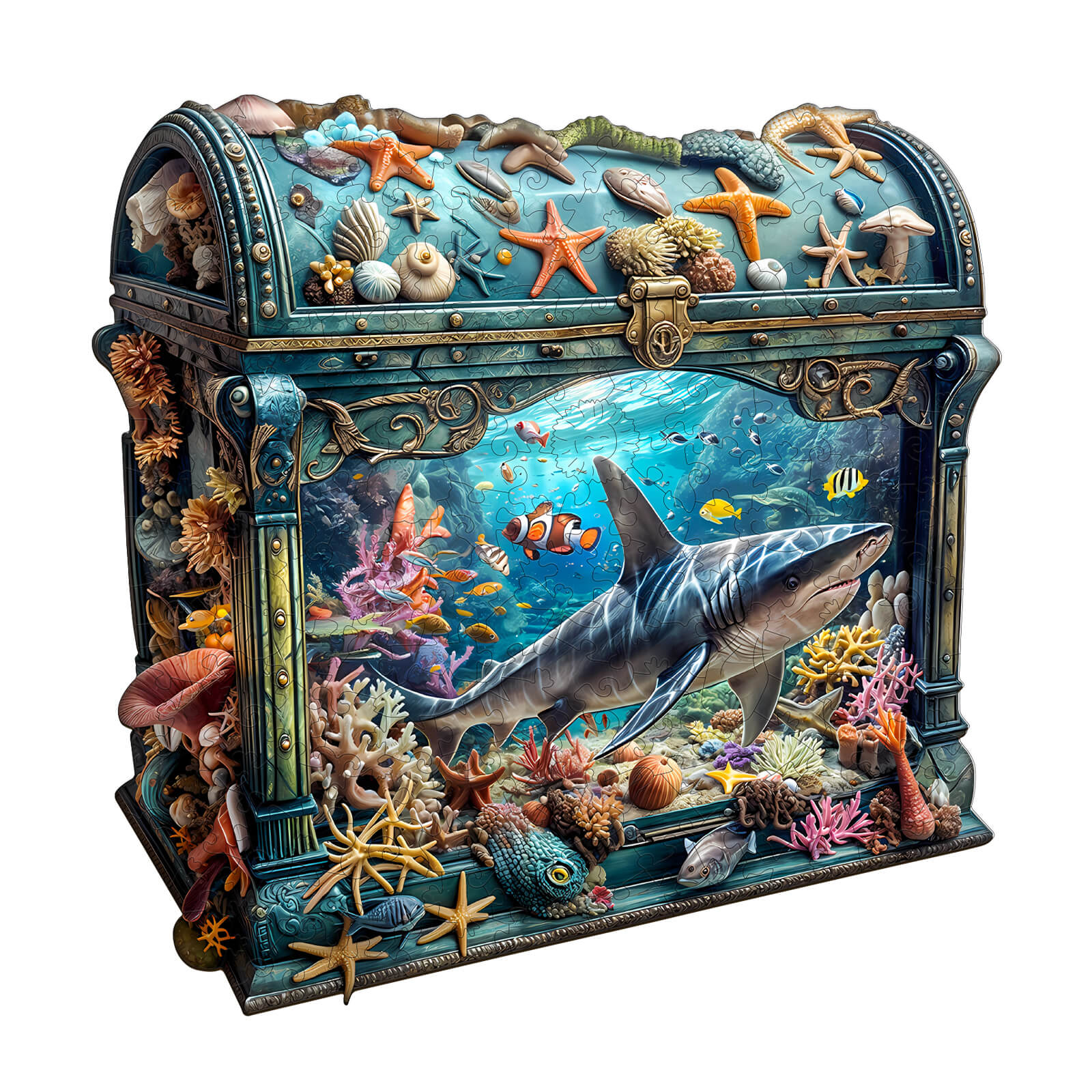 3D Treasure Chest Ocean-1 Wooden Jigsaw Puzzle