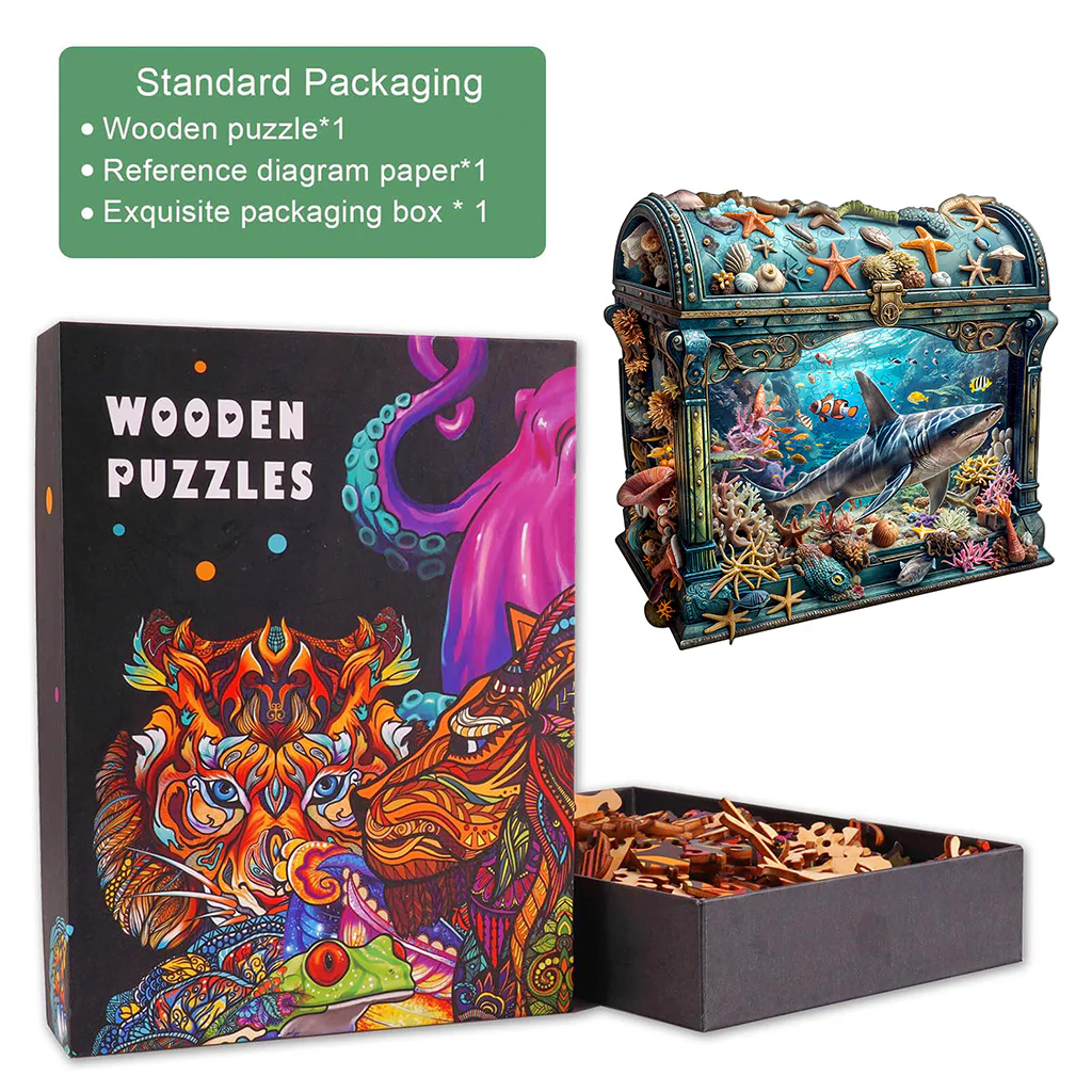 3D Treasure Chest Ocean-1 Wooden Jigsaw Puzzle - Image 6
