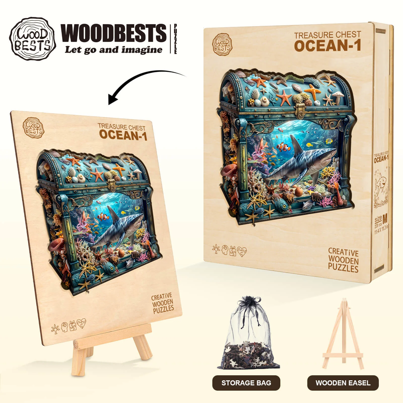 3D Treasure Chest Ocean-1 Wooden Jigsaw Puzzle - Image 7