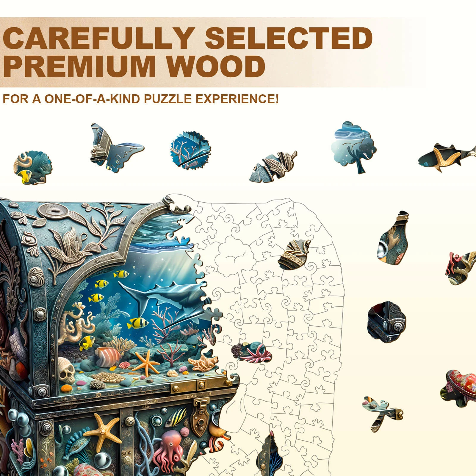 3D Treasure Chest Ocean-2 Wooden Jigsaw Puzzle - Image 2