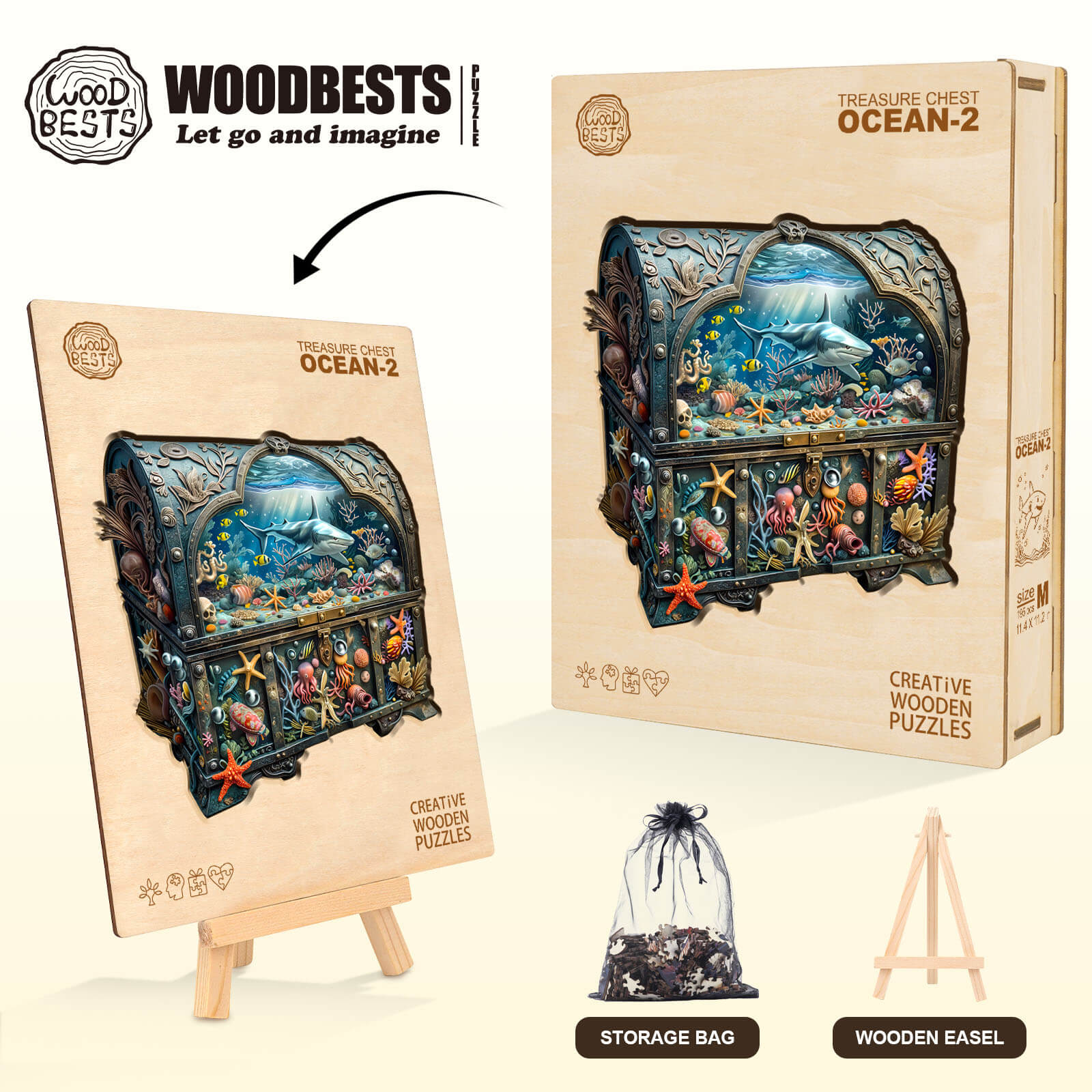 3D Treasure Chest Ocean-2 Wooden Jigsaw Puzzle - Image 7
