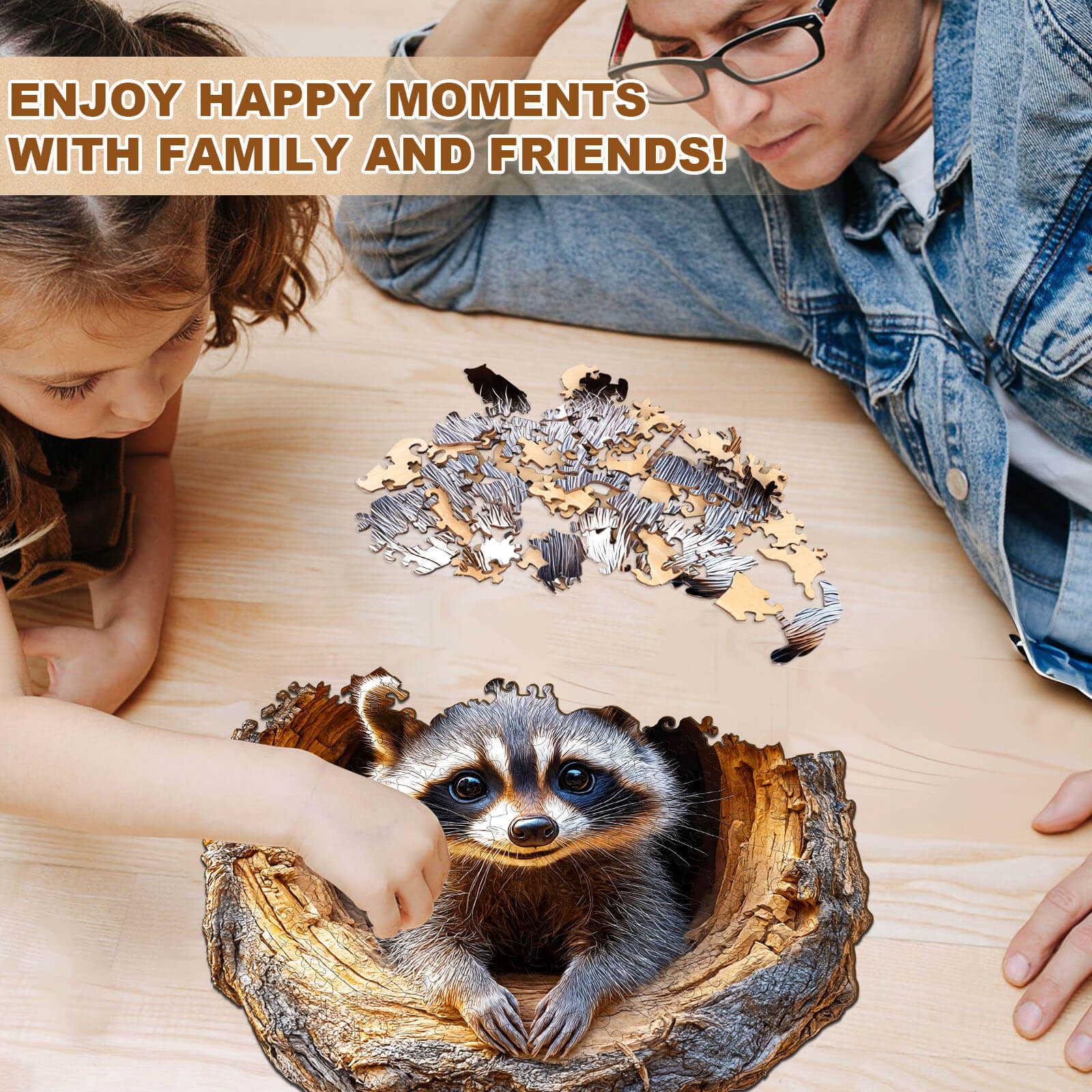 3D Tree Hole Raccoon-1 Wooden Jigsaw Puzzle - Image 11