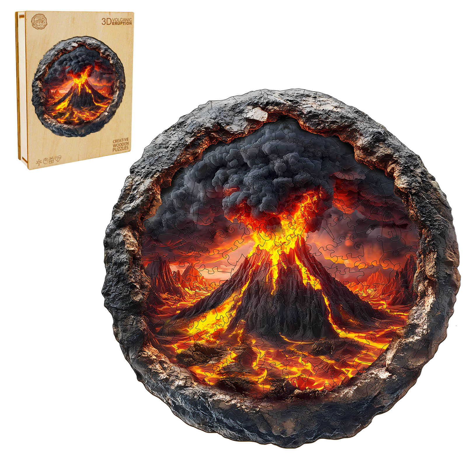 3D Volcanic Eruption Wooden Jigsaw Puzzle - Image 4