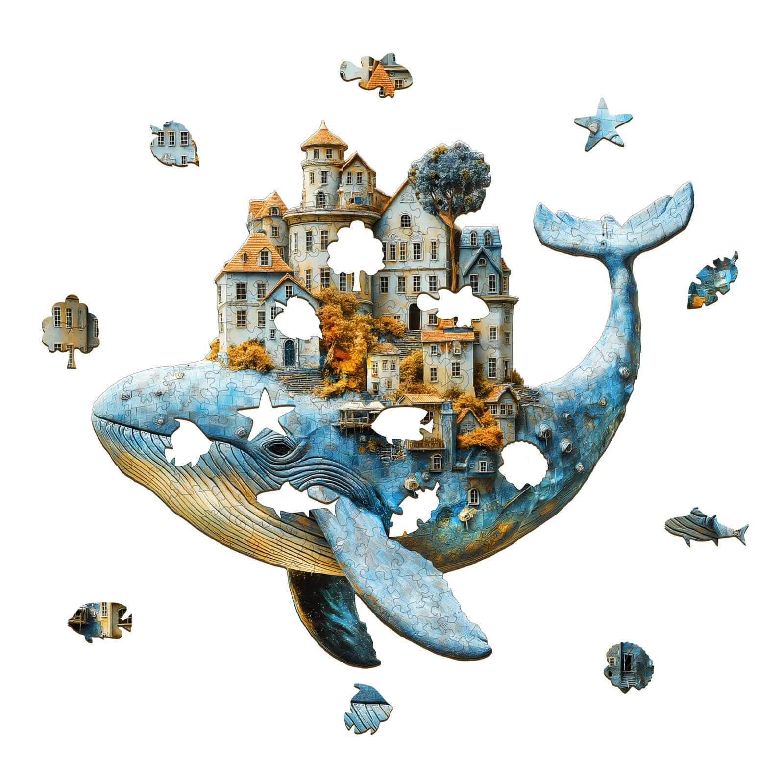 3D Whale City Wooden Jigsaw Puzzle - Image 3