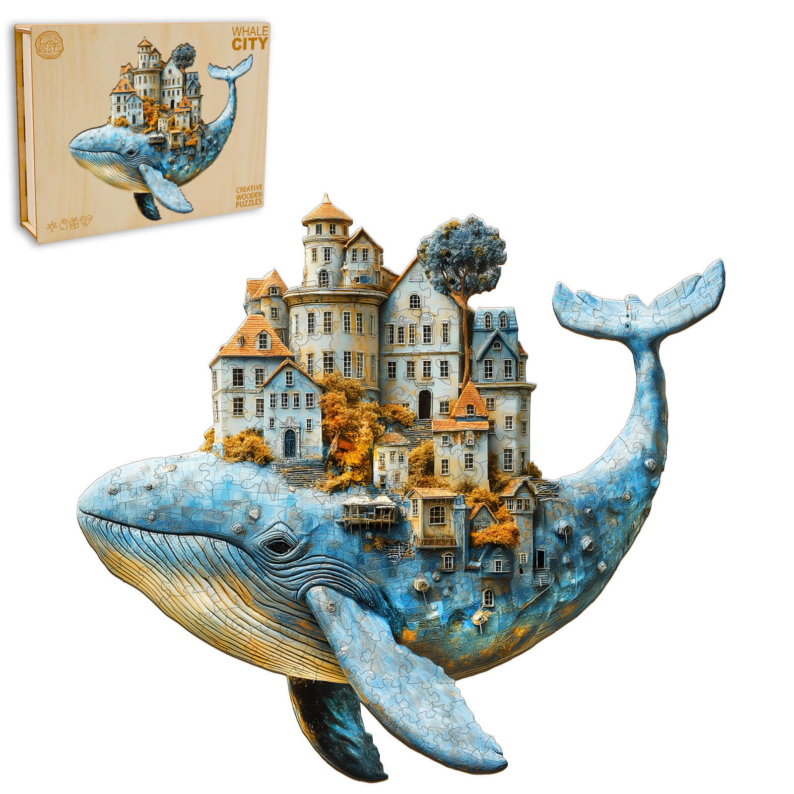 3D Whale City Wooden Jigsaw Puzzle - Image 4