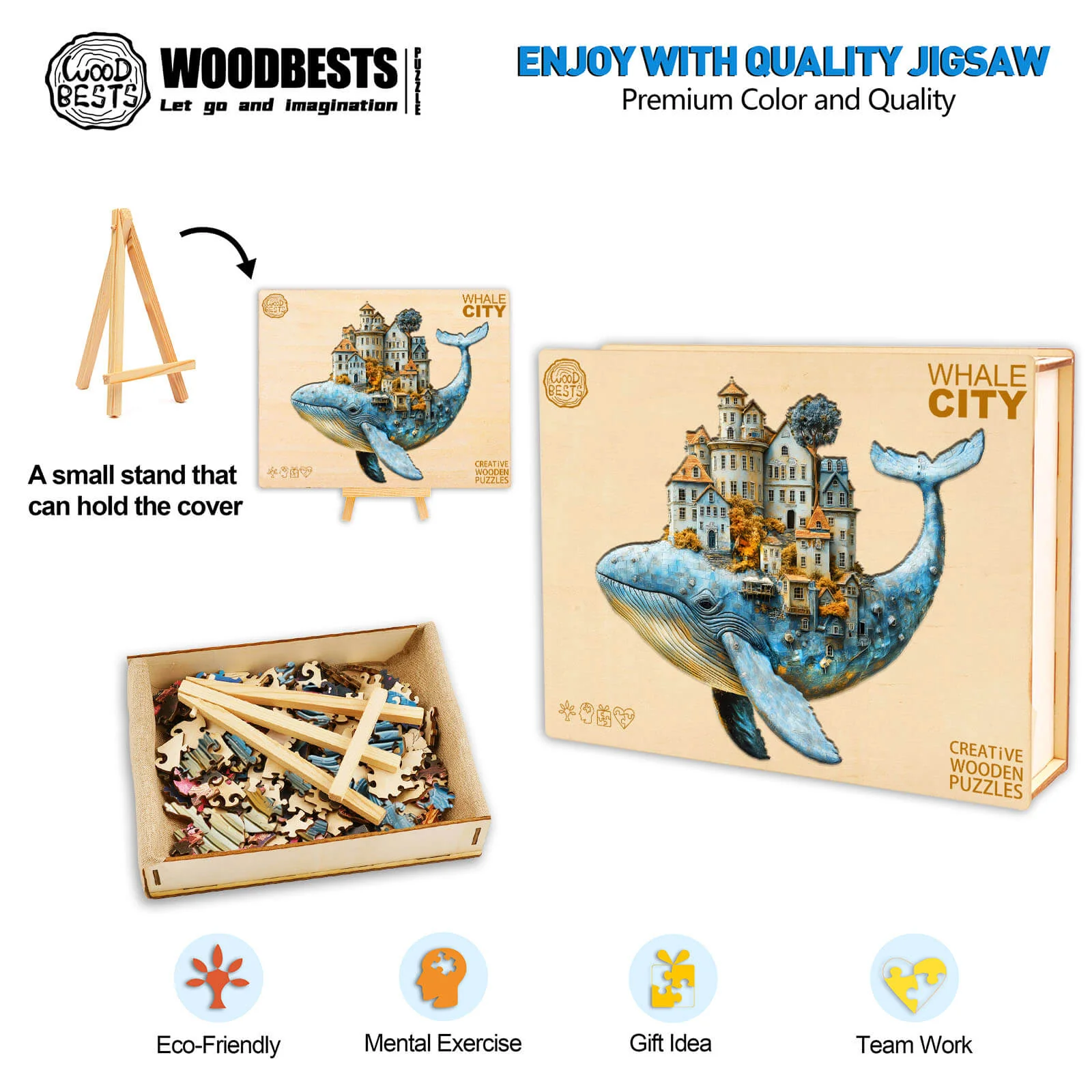 3D Whale City Wooden Jigsaw Puzzle - Image 7