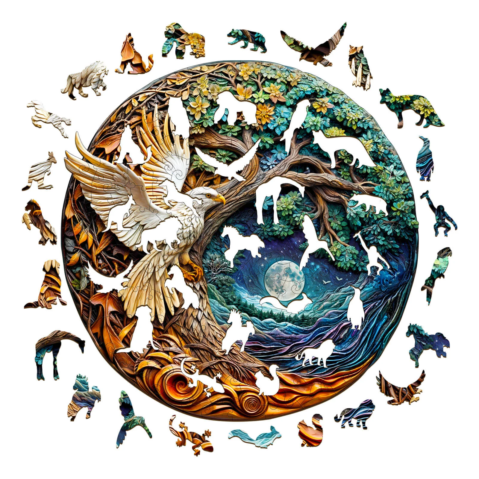 3D White Eagle-1 Wooden Jigsaw Puzzle - Image 3