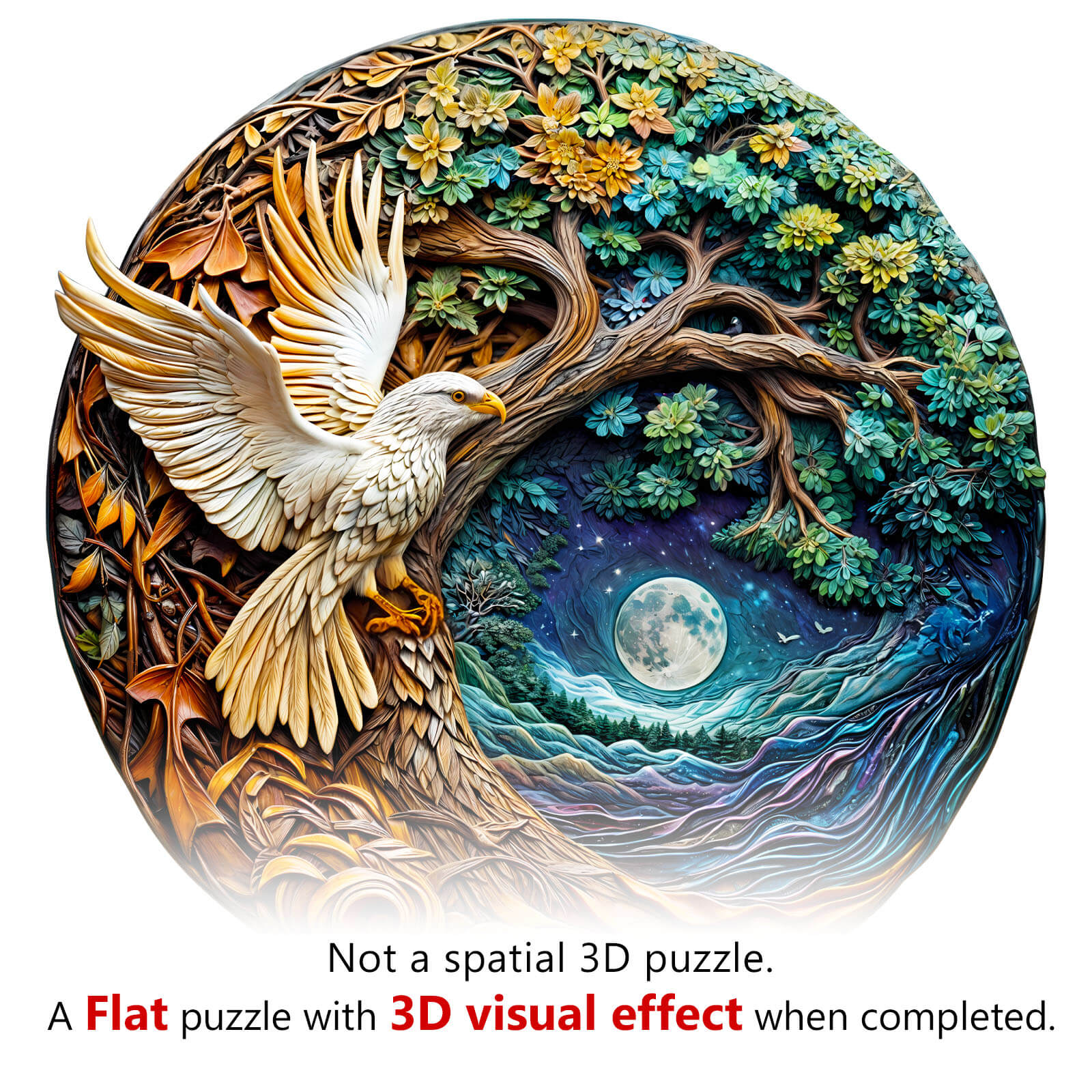 3D White Eagle-1 Wooden Jigsaw Puzzle - Image 6