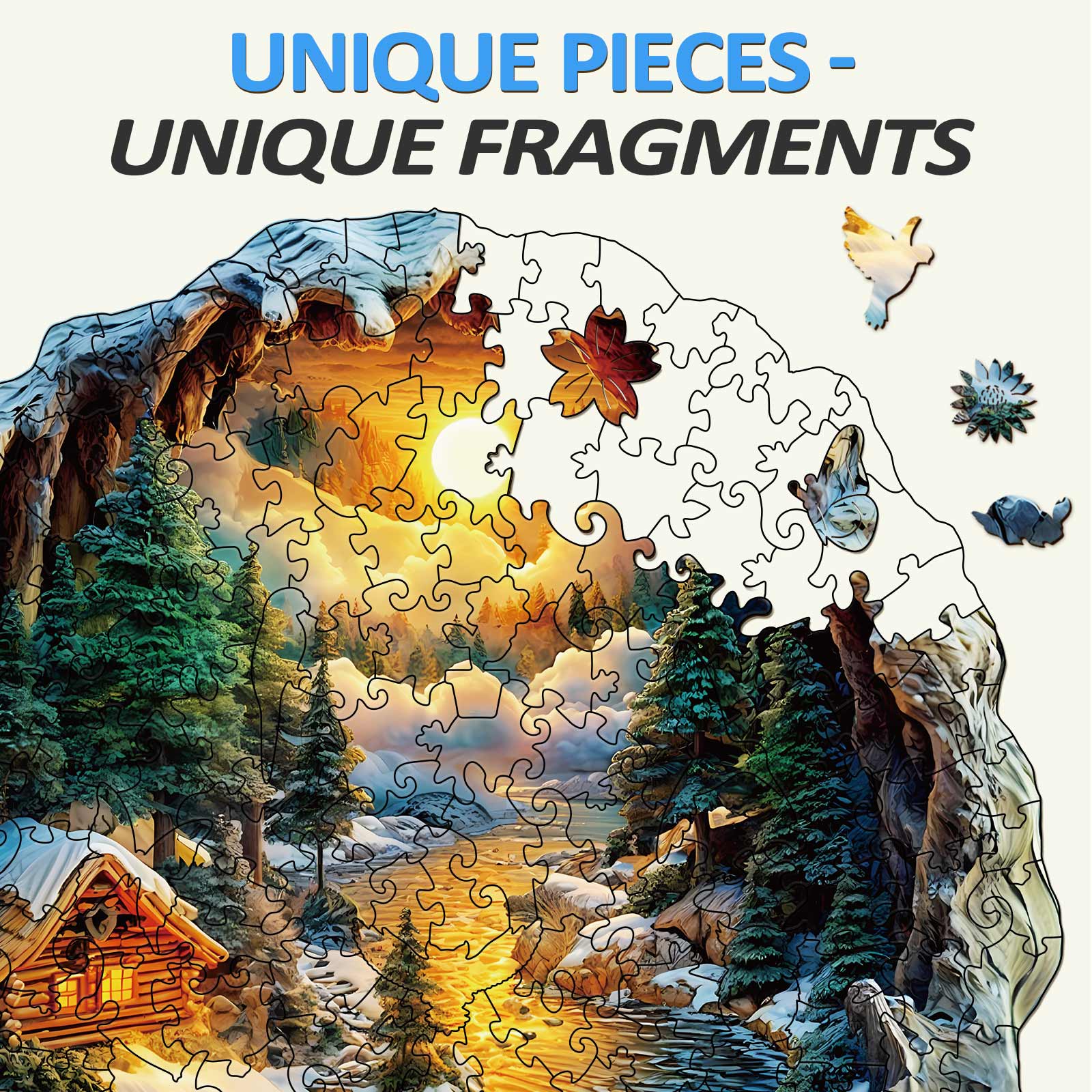 3D Winter Scene Wooden Jigsaw Puzzle - Image 3