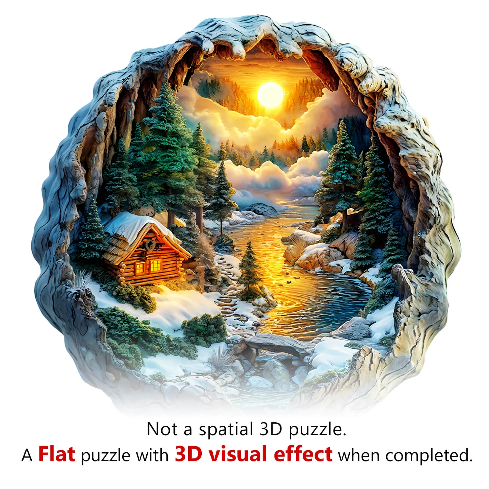 3D Winter Scene Wooden Jigsaw Puzzle - Image 6