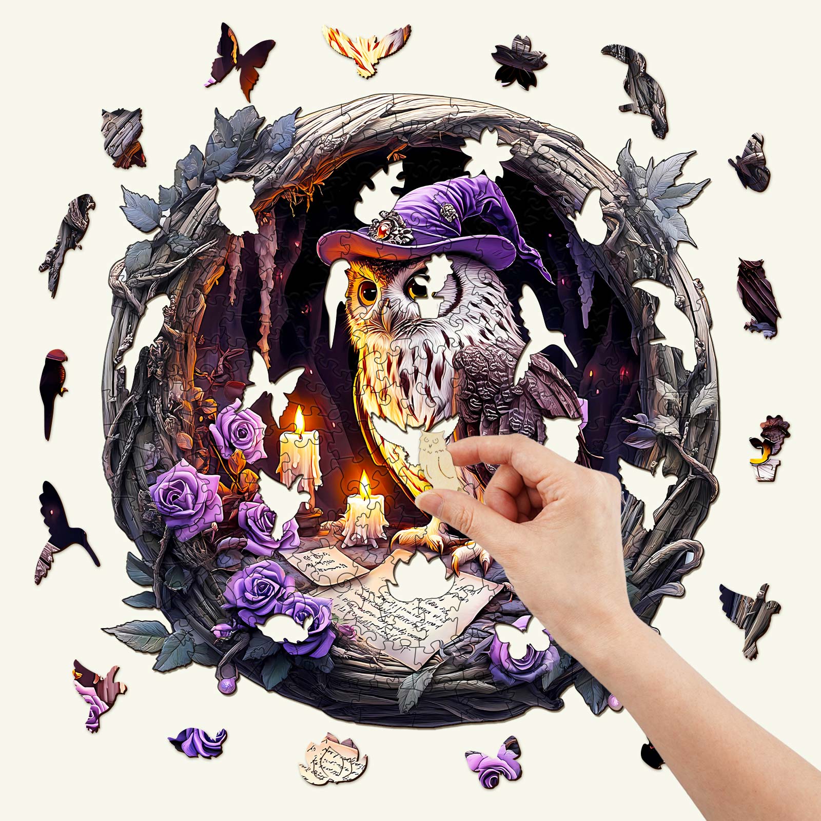 3D Witch Owl Wooden Jigsaw Puzzle - Image 2