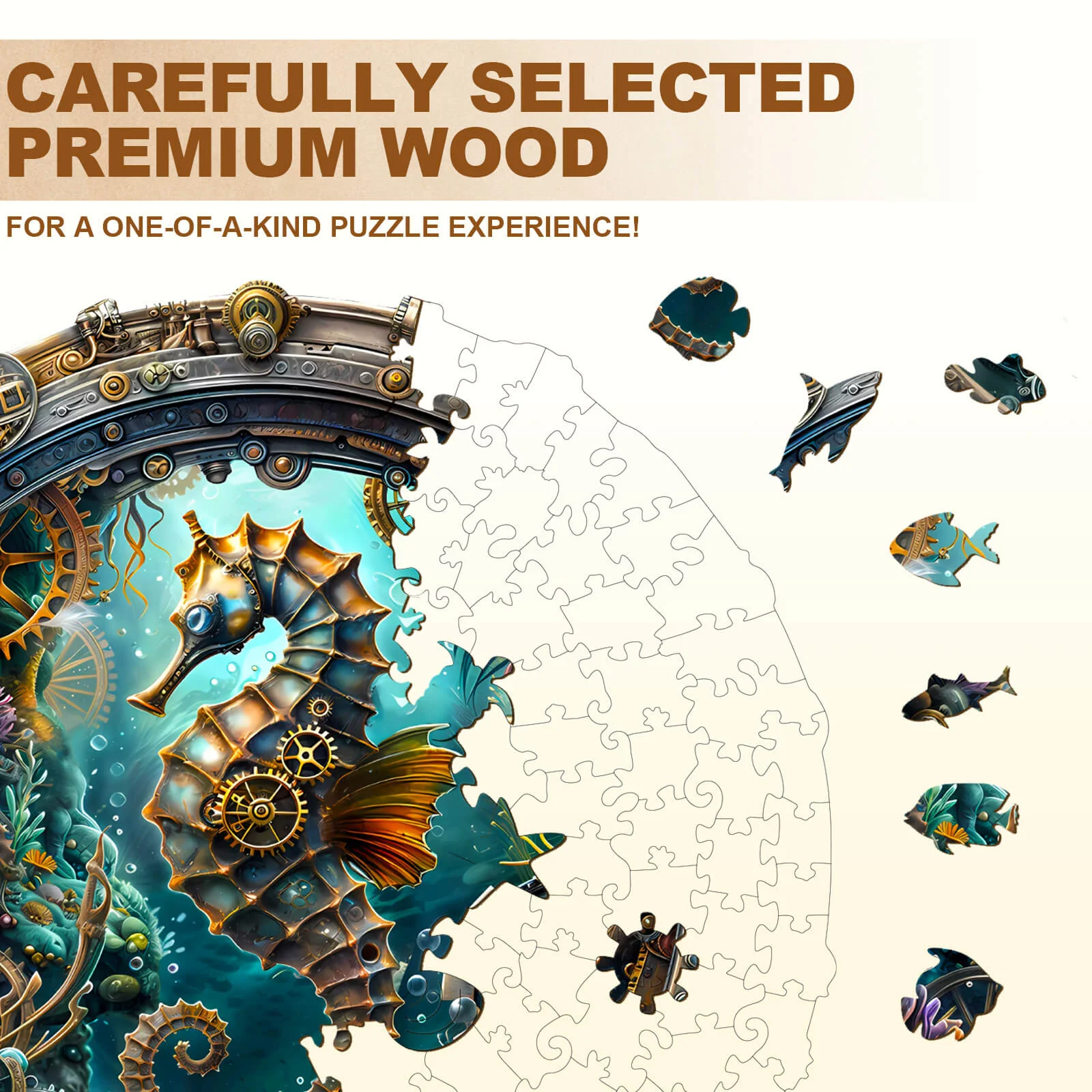 Abyssal seahorse Wooden Jigsaw Puzzle - Image 3