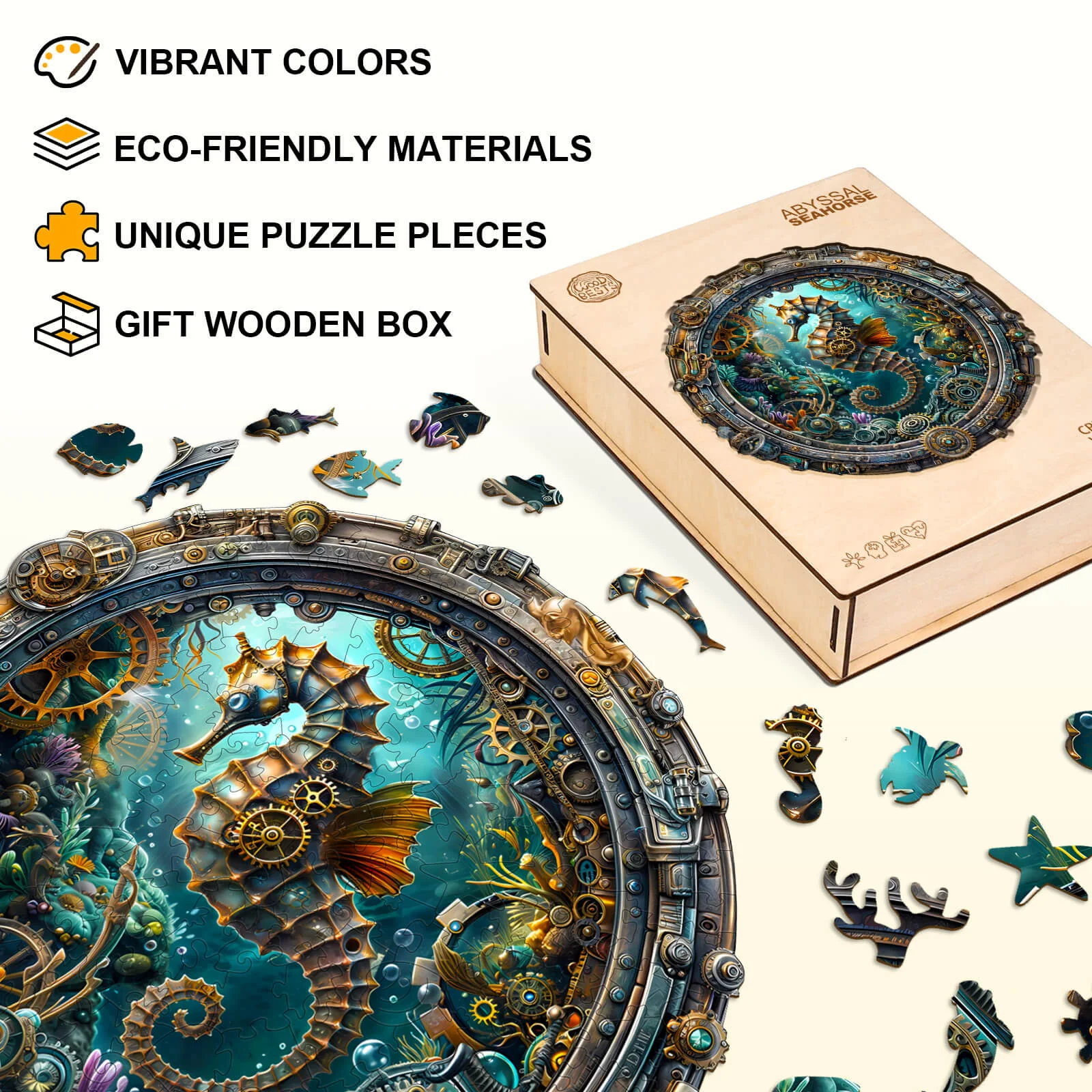 Abyssal seahorse Wooden Jigsaw Puzzle - Image 4