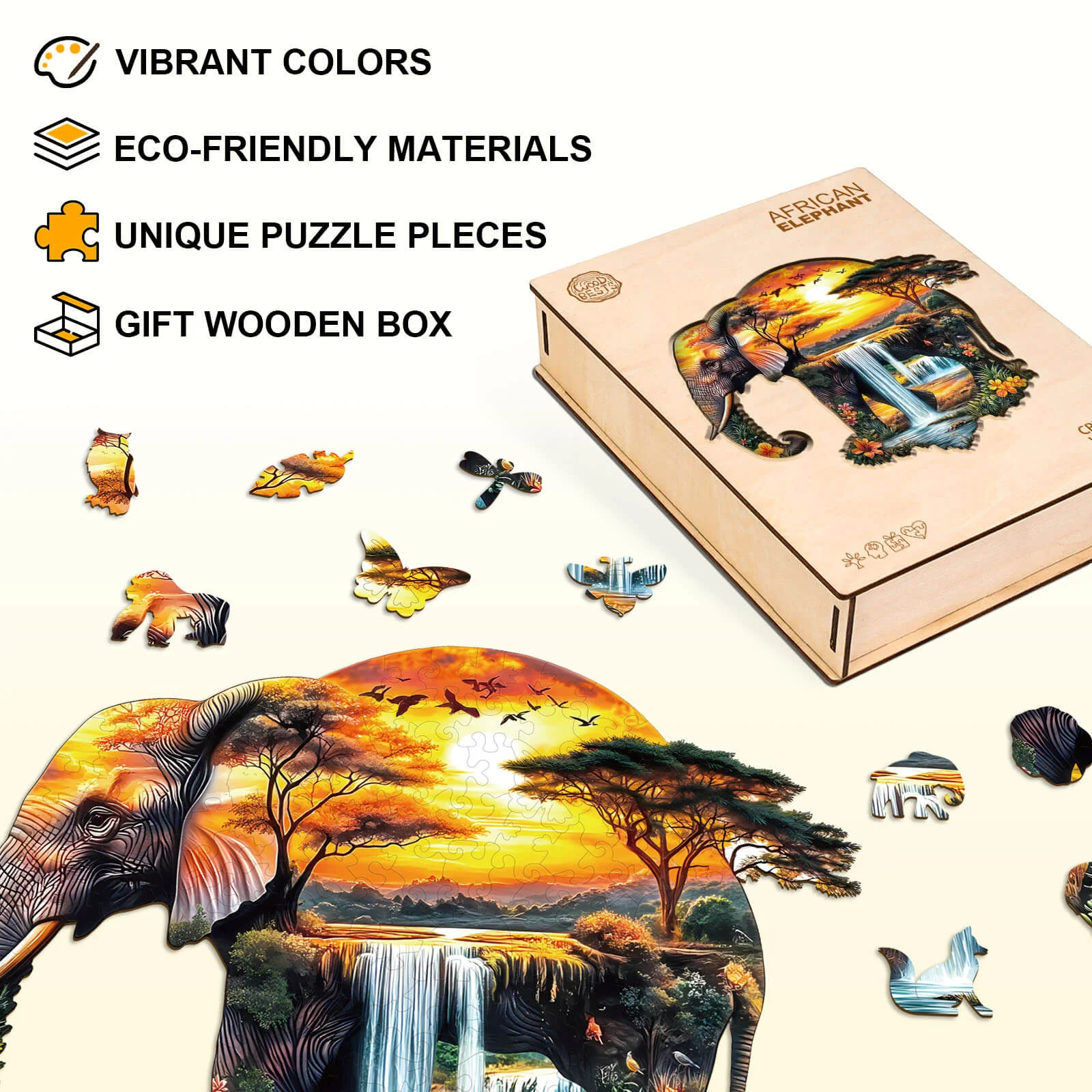 African elephant Wooden Jigsaw Puzzle - Image 4
