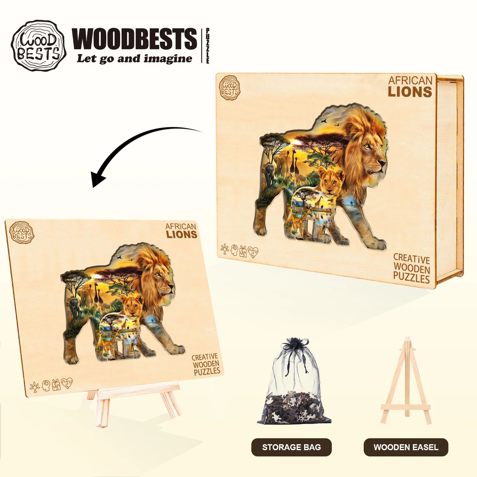 African lions Wooden Jigsaw Puzzle - Image 5