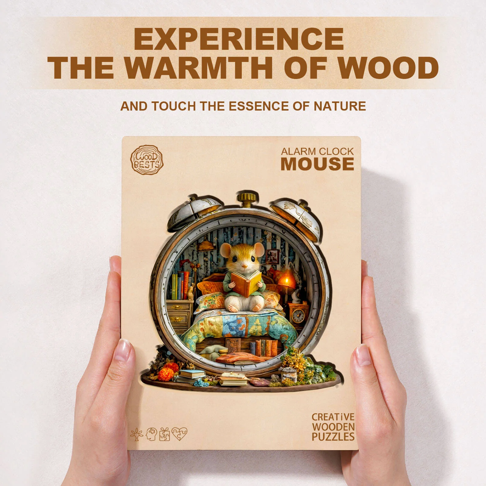 Alarm clock mouse Wooden Jigsaw Puzzle - Image 4