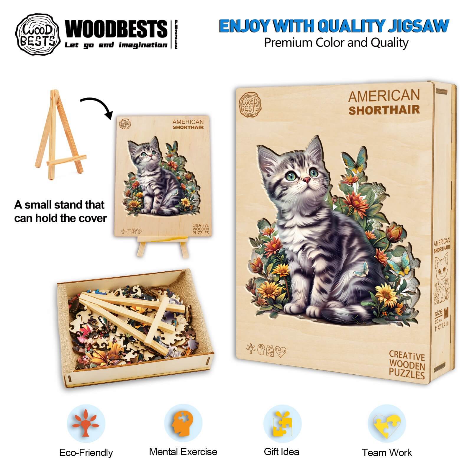 American Shorthair Wooden Jigsaw Puzzle - Image 5